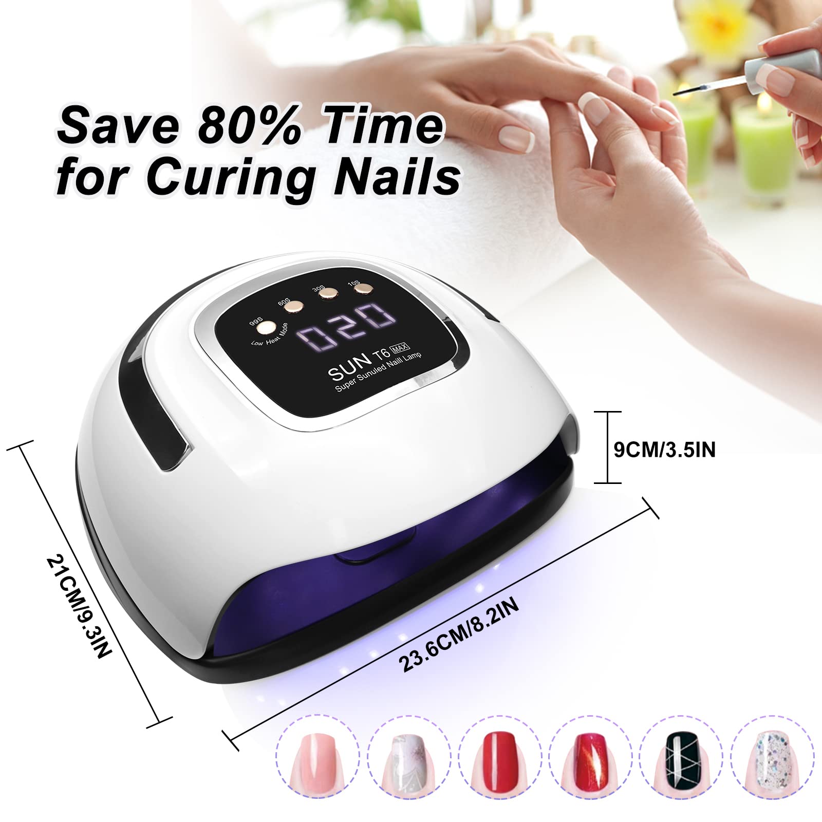 UV Nail Lamp Led Gel Nail Lamps Nail Dryer UV Lamps DIY Manicure Salon Tools 220W for Gel Nails 4 Timers with Auto Sensor
