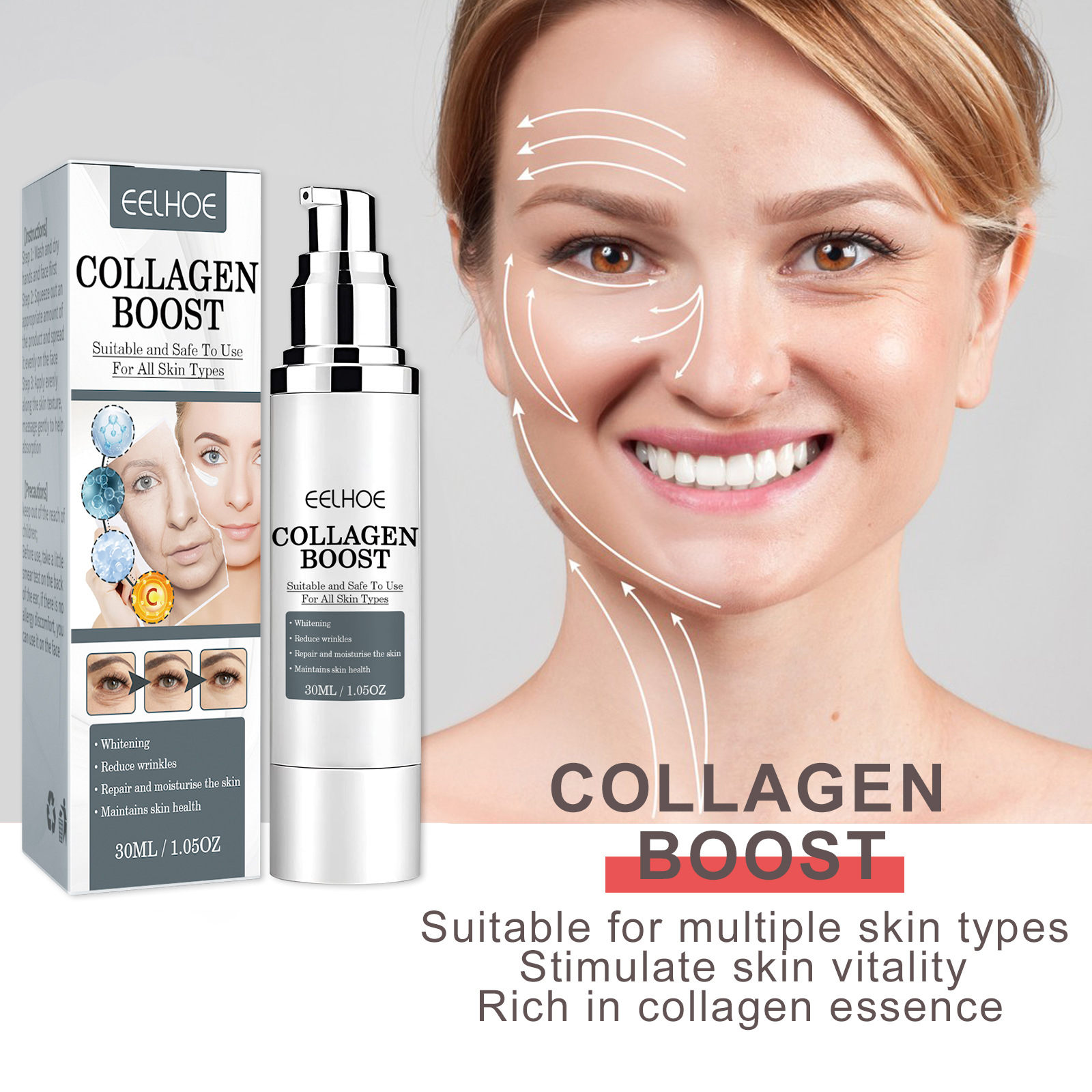 Collagen Anti-wrinkle Cream Collagen Booster Anti-aging Serum Fade Fine Lines Moisturize And Tighten Skin Firming Hyaluronic Acid Cream