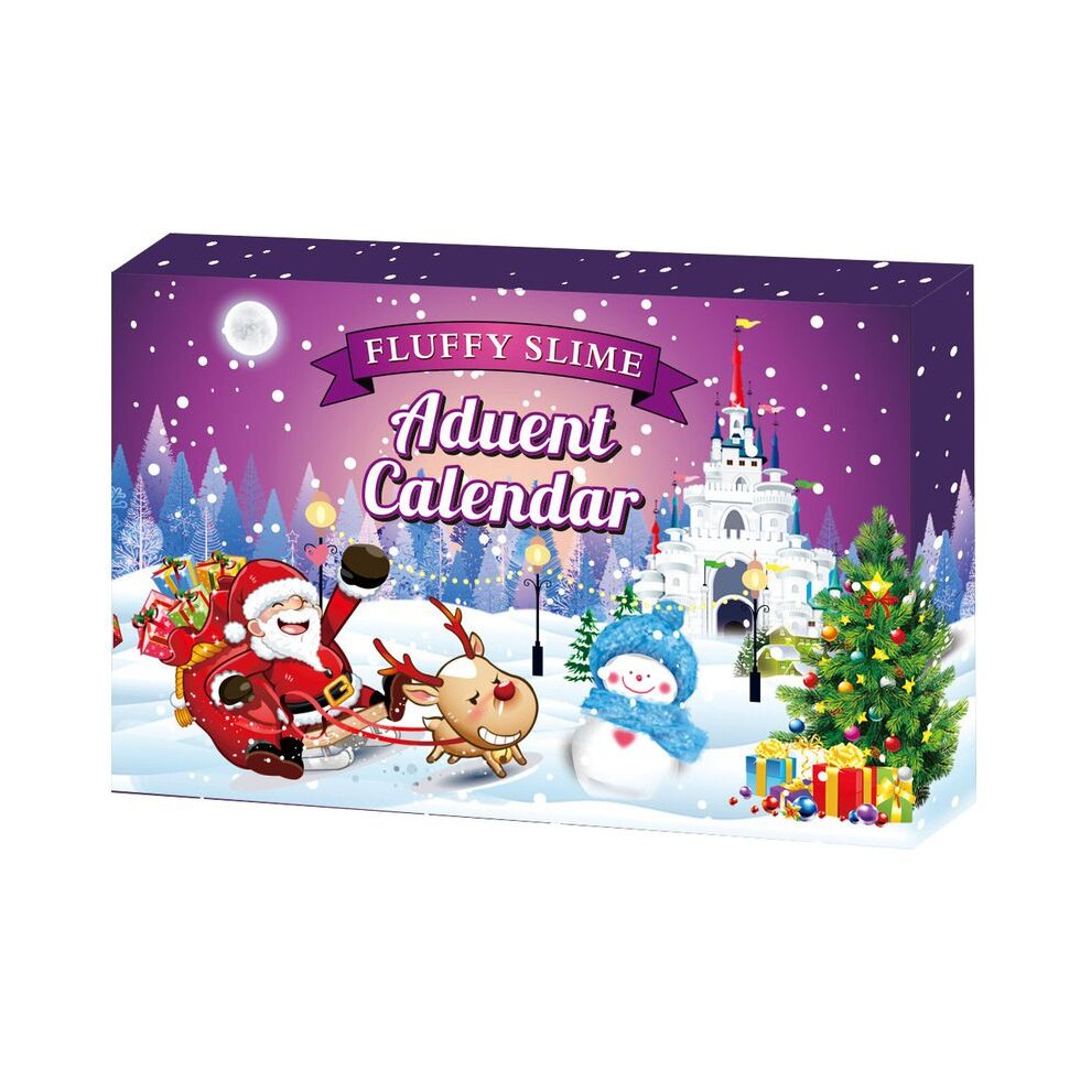 Christmas Advent Calendar Blind Box DIY Slime Kit Crystal Mud Holiday Toy Set Surprises Christmas Countdown Gift for Girls Boys Kids