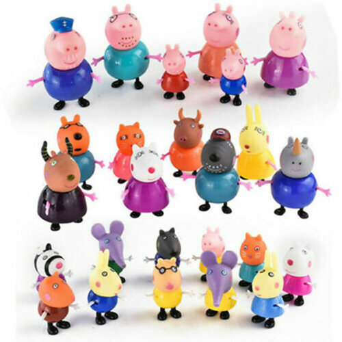 Peppa Pig Family Friends Figures Set Emily Rebecca Suzy Action Figures Toys Kids Cake Topper Party Cake Decoration Birthday Xmas Gift