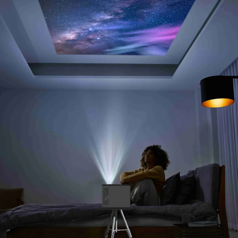 HD 1080P Portable Projector Smart Android WiFi Wireless Bluetooth LED   Outdoor Home Theater Cinema Projector Phone Video Travel