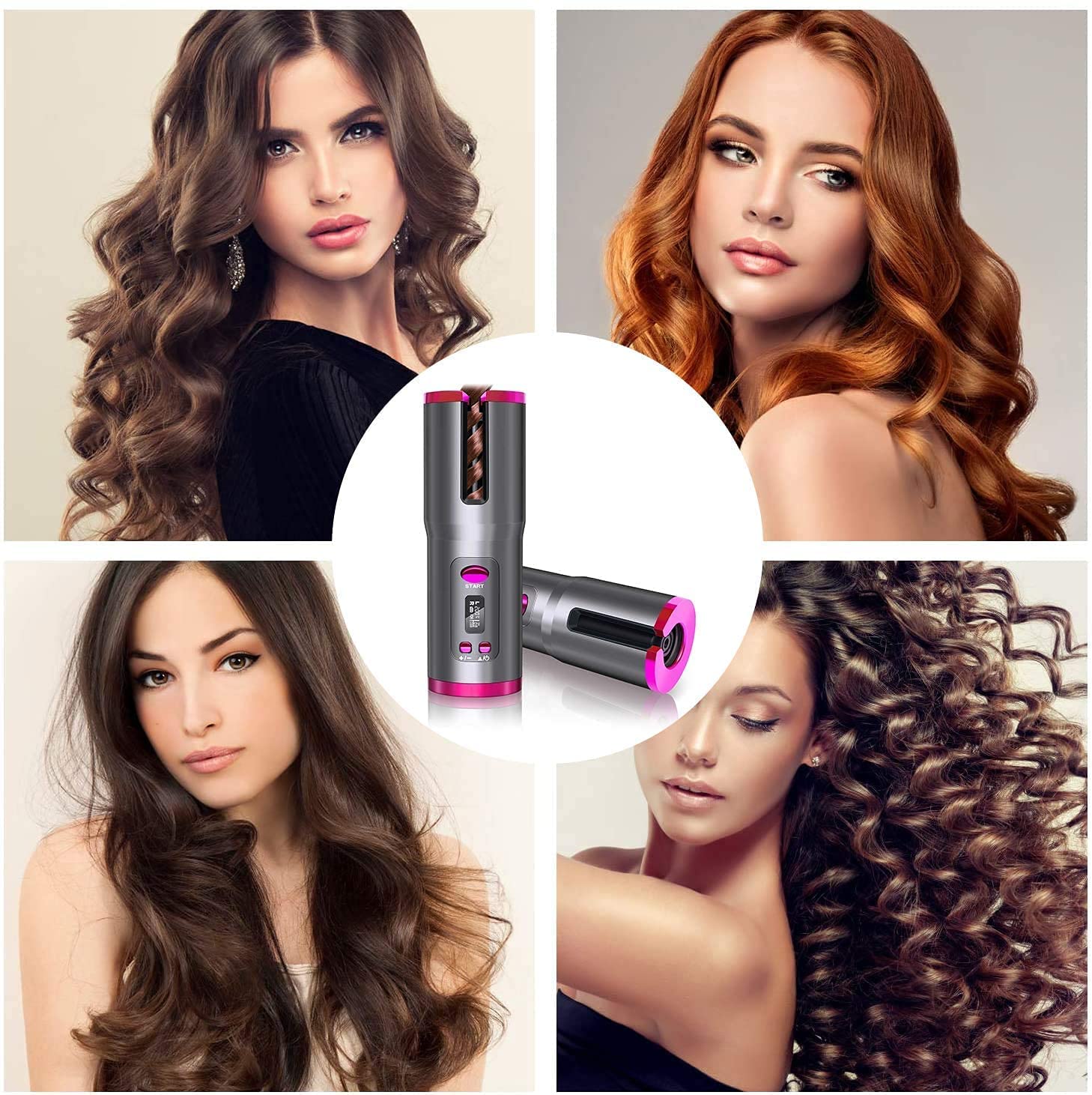 Professional Electric Hair Curler Wireless Automatic Curling Iron Portable for Home Travel