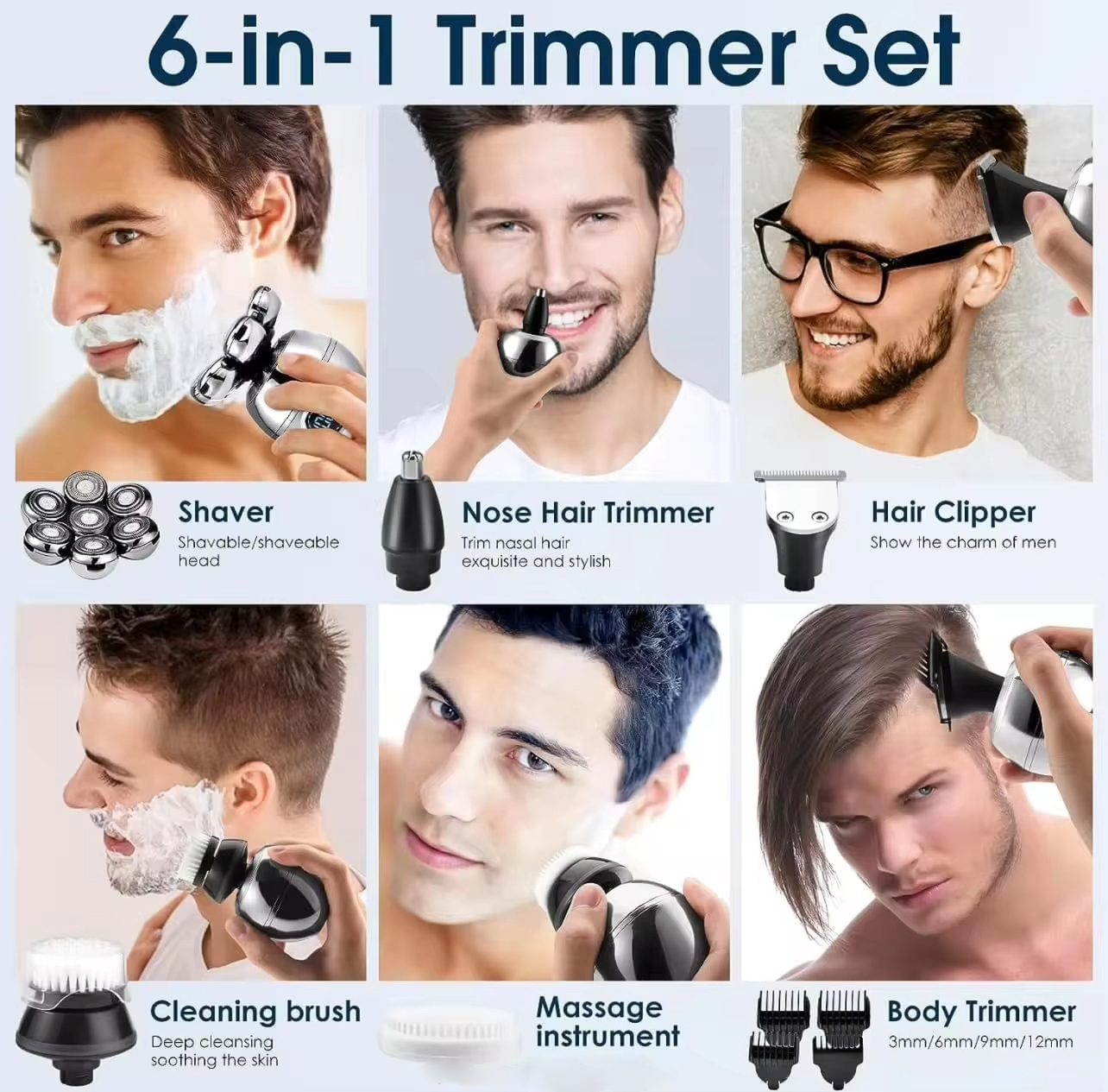 Head Shaver Electric Shavers for Bald Men Upgrade 6-in-1 Wet and Dry Rotary Head Razor for Balding Clippers Grooming Kit Wireless Charging Base