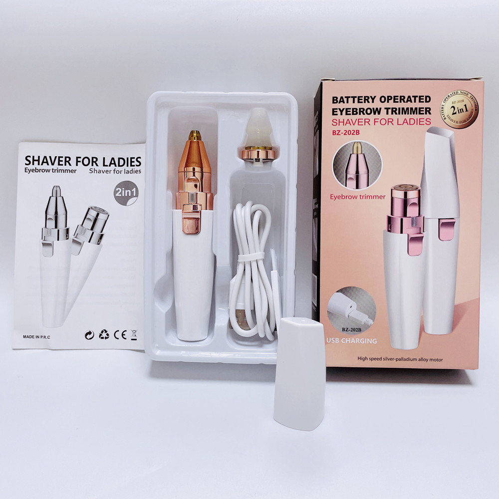 USB Rechargeable Eyebrow Trimmer & Hair Remover 2 in1 Grooming Tool for Women