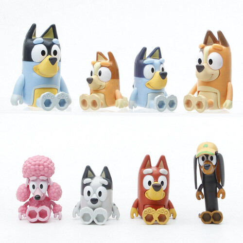 8Pcs Bluey Toy Anime Joint Movable Action Figure Model Gifts Figurines
