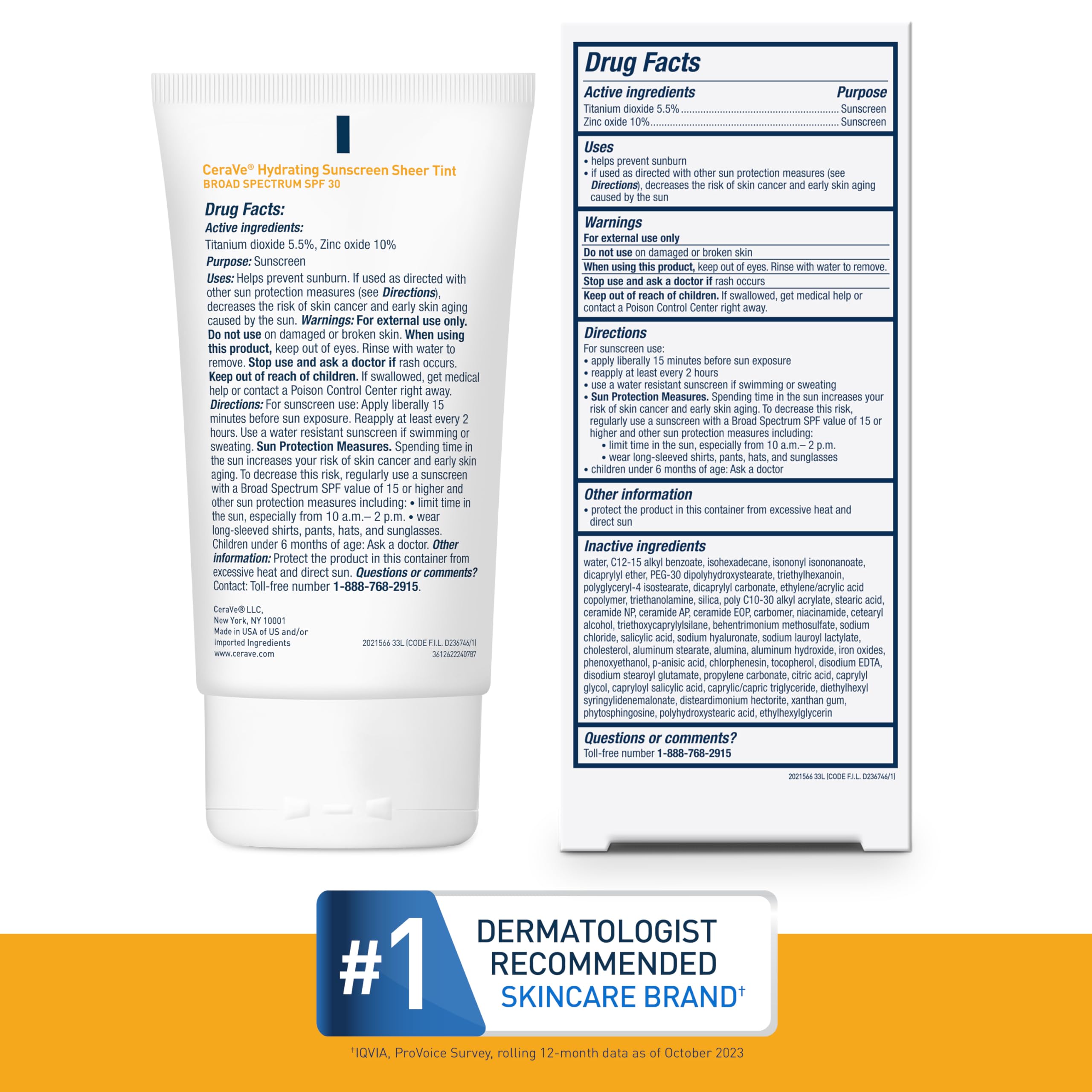 CeraVe Moisturizing Mineral Sunscreen Face Sheer Tint SPF 30