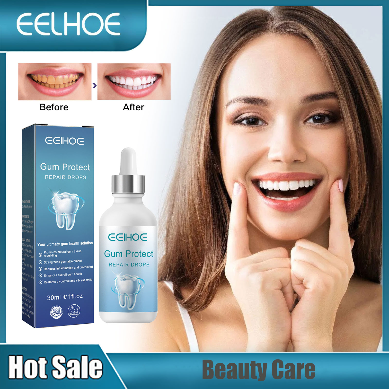 EELHOE Natural Gum Repair Drops Mouth Periodontal Relieve Teeth Whitening Oral Treatment Gum Care Gingival Growth Liquid Product Teeth Whiteners