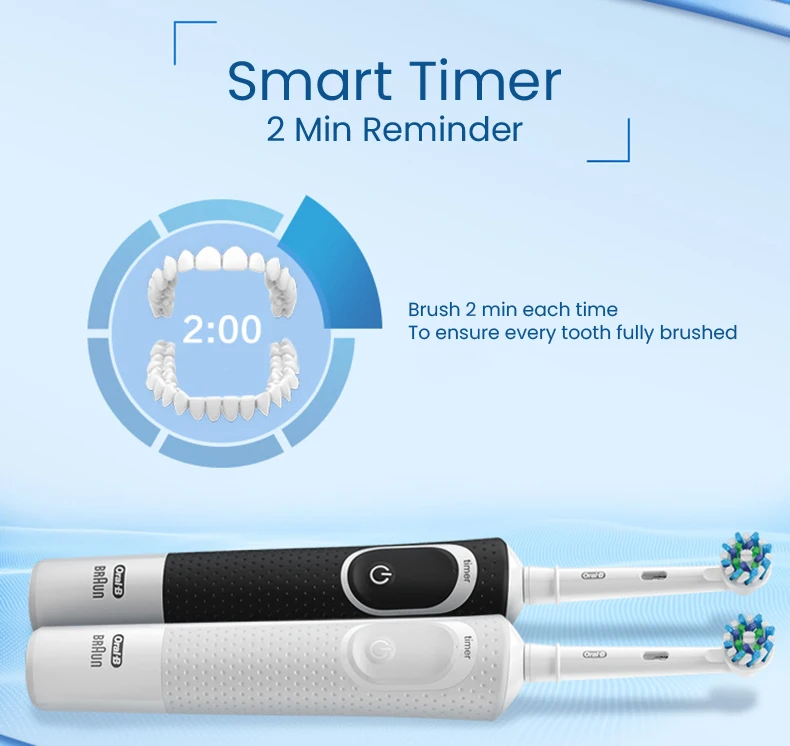 (WHITE with 1head) Oral B Electric Toothbrush 2D Vitality Cleaning Teeth Brush Waterproof Electronic Teeth Brush Inductive Charger With Timer