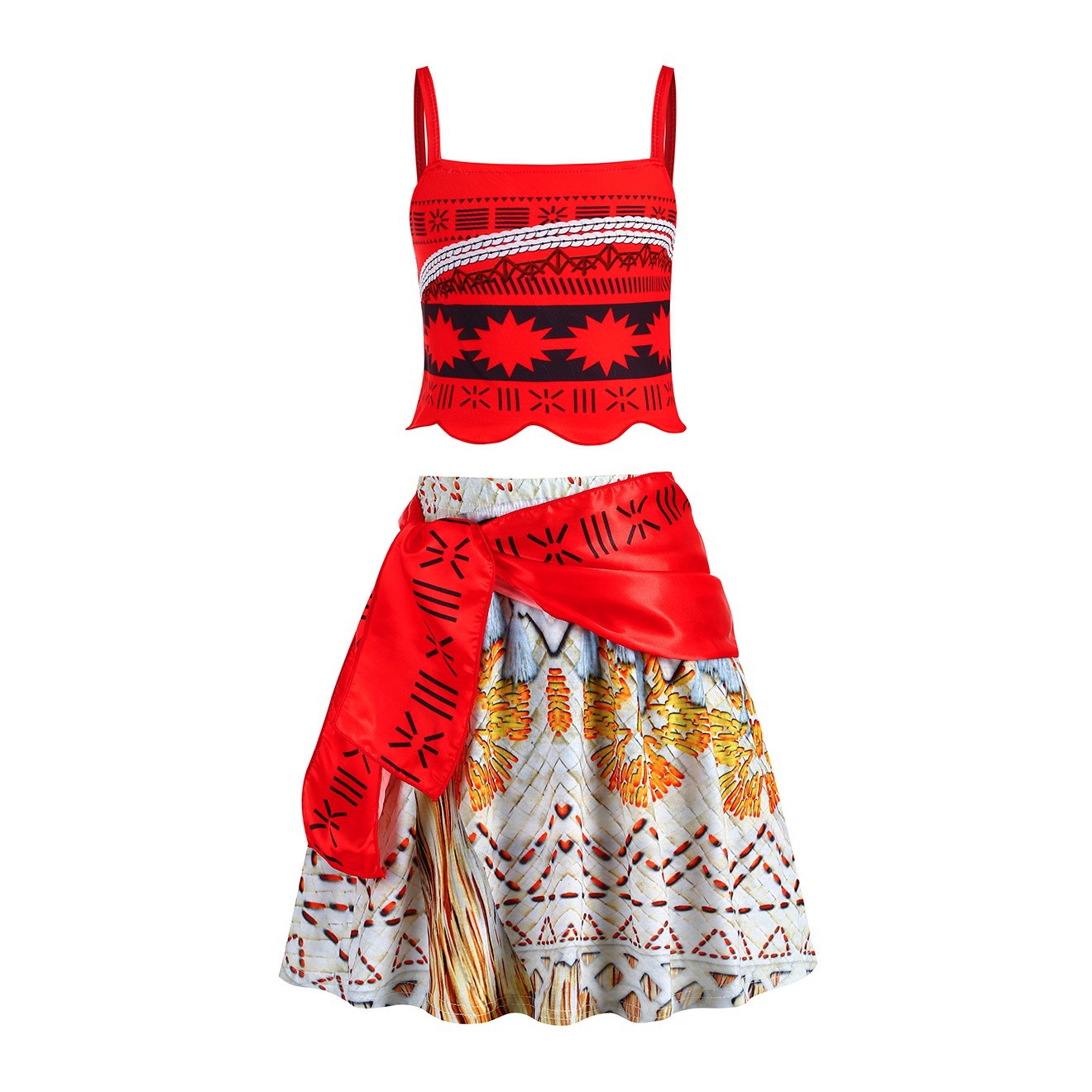 (Size 100) DISNEY Movie Moana Princess Costume Fancy Dress Children Cosplay Hawaiian Kids Girls Halloween Carnival Party Outfits