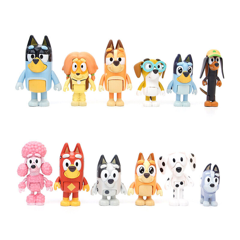 12Pcs Bluey Family And Friends Action Figures Model Toy Set Kids Gift