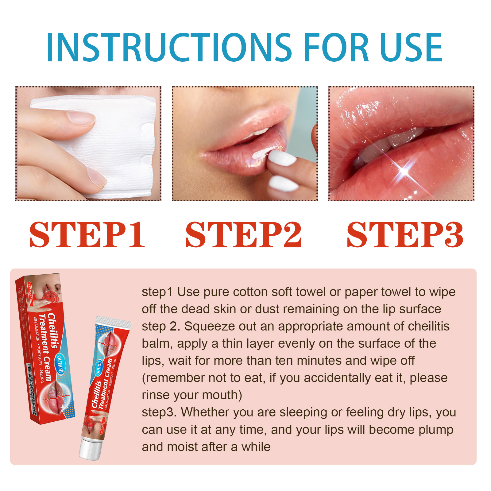 (3pcs) Lip Repair Balm Lip Moisturizing and Hydrating Chapped and Cracked to Prevent Dryness and Lighten Lip Lines Care Translucent Balm Lip Pattern Care Cream
