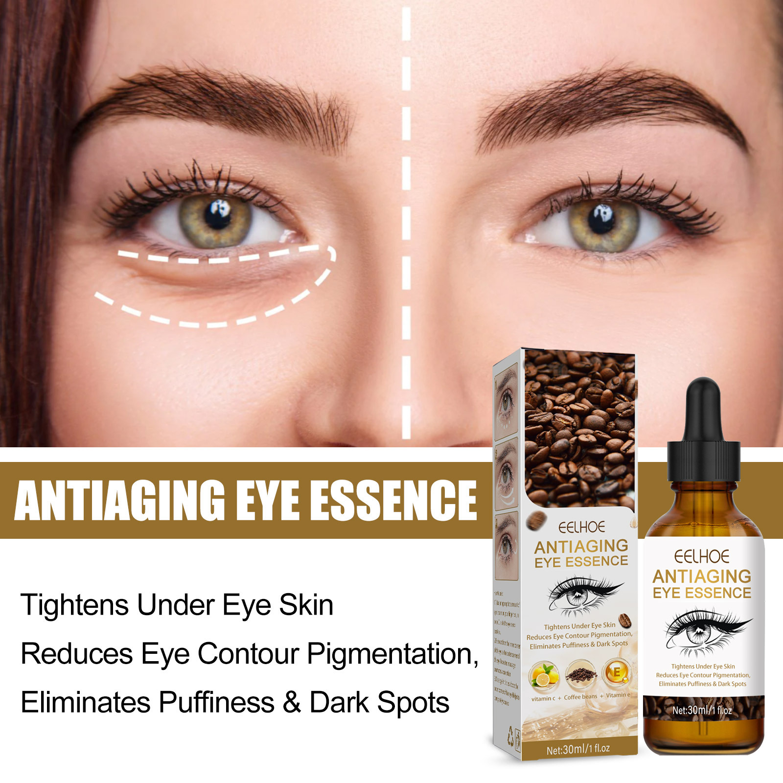(1 PC) Anti Aging Eye Essence Deep Moisturizing Reduce Dark Circles Fine Lines Refines Pores Anti Puffiness Lightening Eyes Daily Massage Serum Eyes Care 30ml