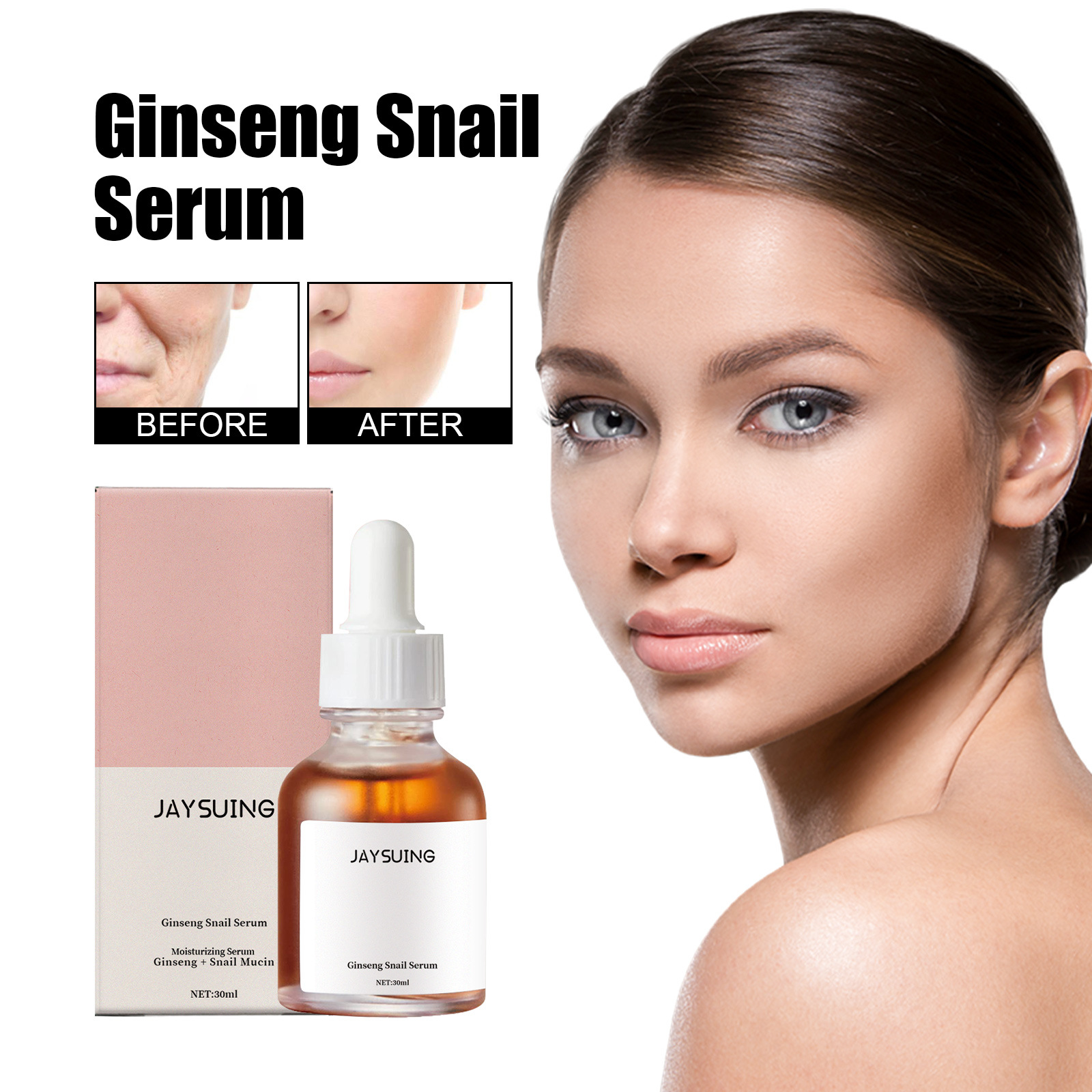 (1 PC) Ginseng Snail Serum Anti Wrinkle Anti Aging Eye Face Lifting Tightening Fade Fine Lines Moisturizing Brighten Glow Korean Beauty Skin Care Cosmetics