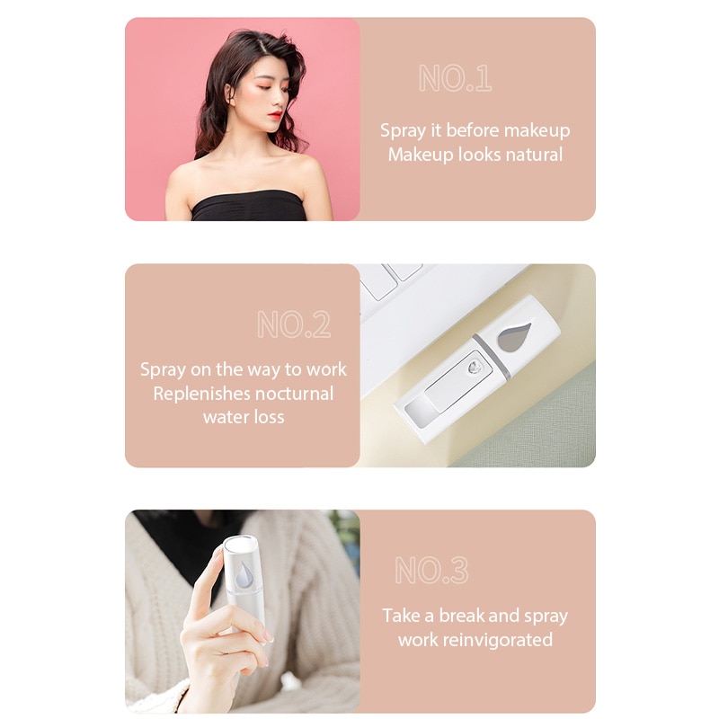 (White) Facial Mister Mini Portable Rechargeable Handy Face Humidifier Household Nano Facial Sprayer Skin Care Machine For Face Hydrating Daily Makeup Beauty Tools