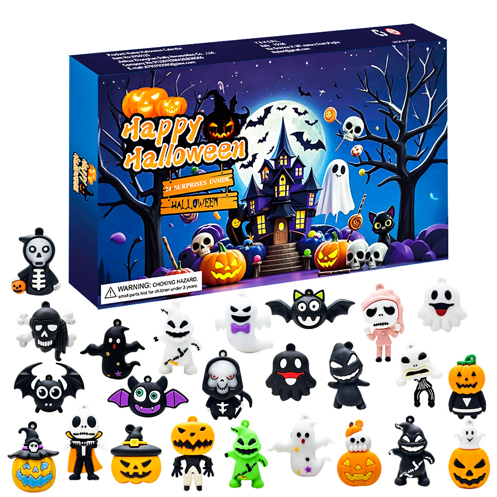 Halloween Advent Calendar Box Halloween Countdown Calendar 24Pcs Spooky Surprise Toys Set Surprise Gifts for Kids