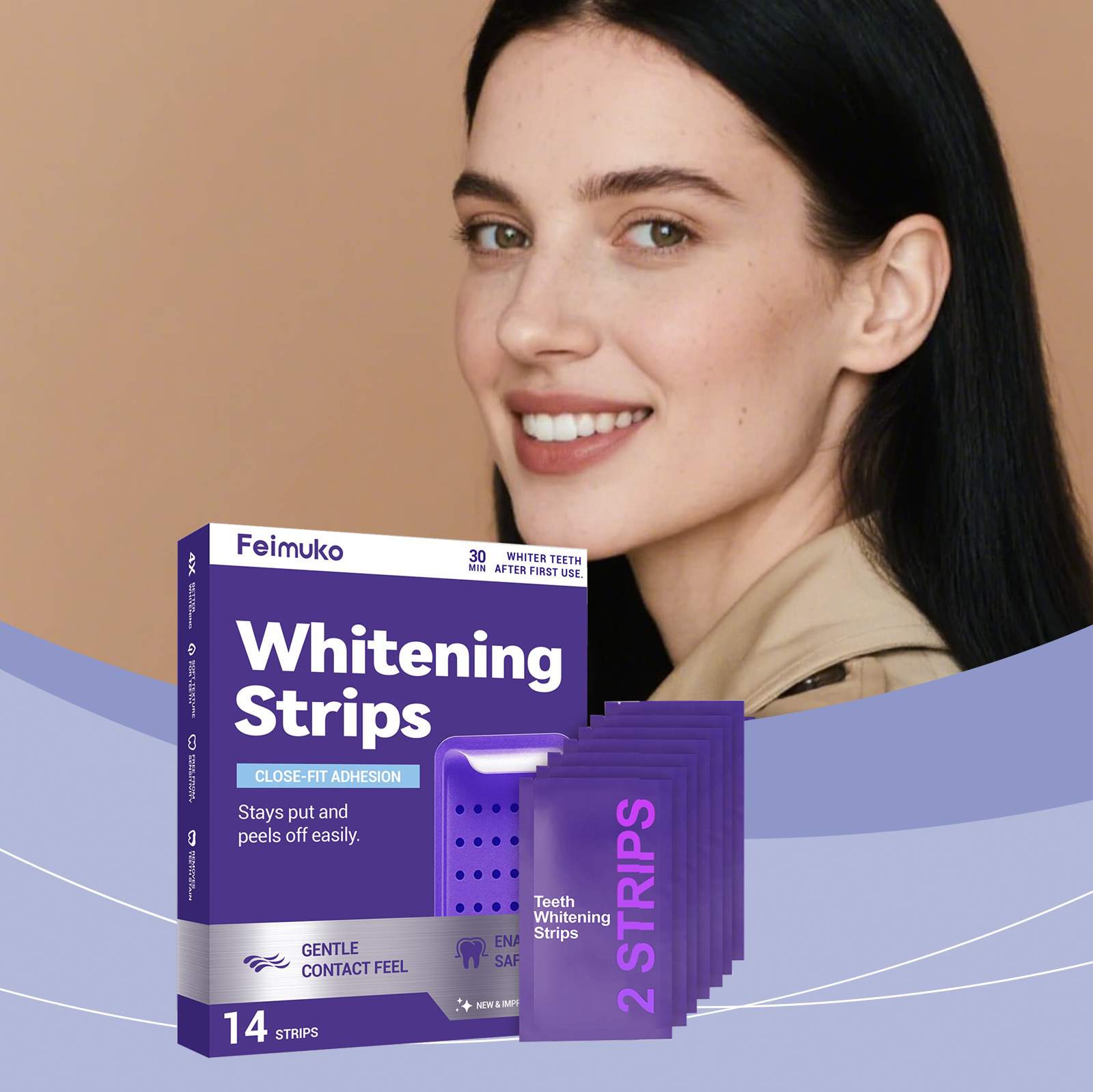 Purple Teeth Whitening Strips Oral Hygiene Fresh Breath Brighten Tooth Bleaching Long Lasting Oral Care Tooth Whitener Patches