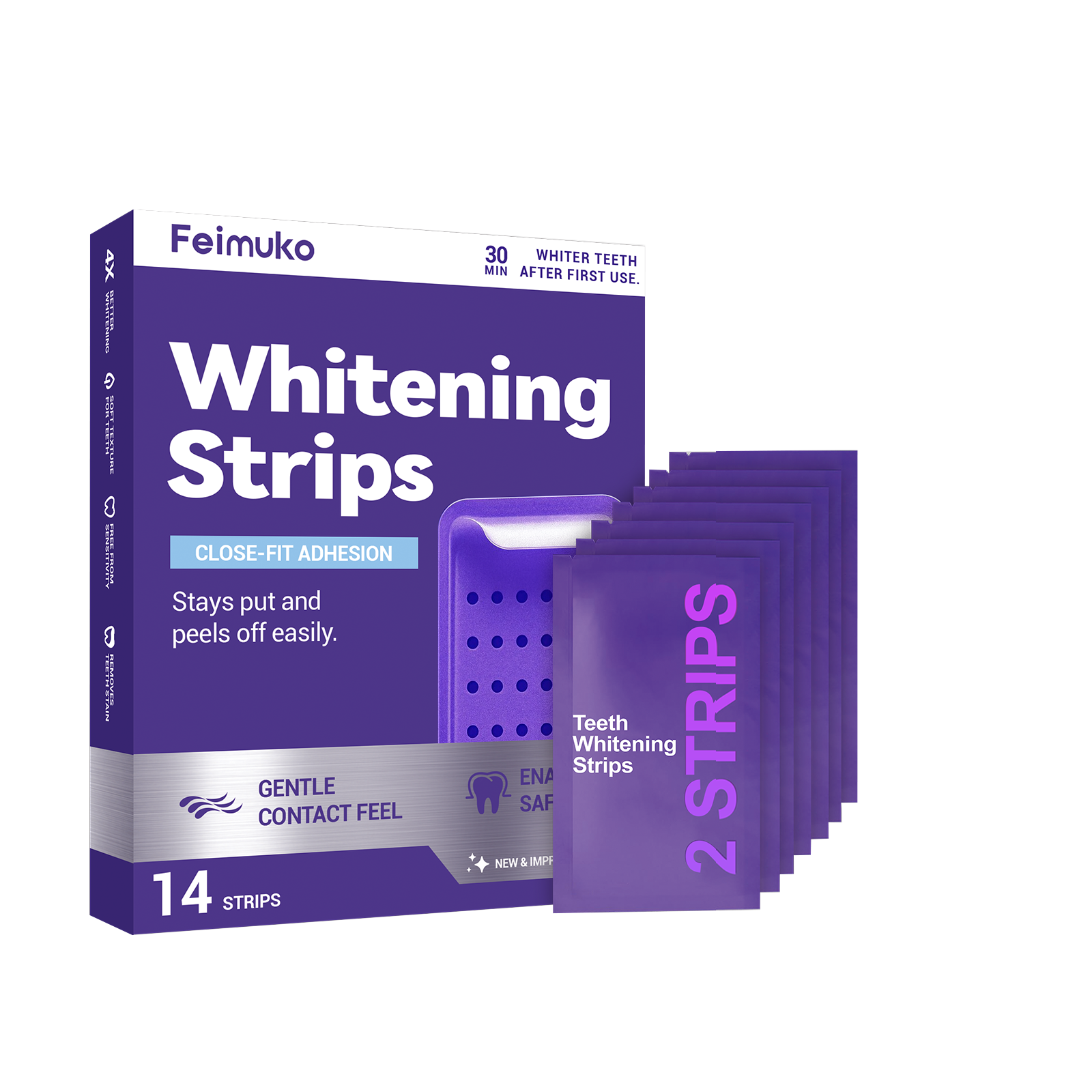 Purple Teeth Whitening Strips Oral Hygiene Fresh Breath Brighten Tooth Bleaching Long Lasting Oral Care Tooth Whitener Patches