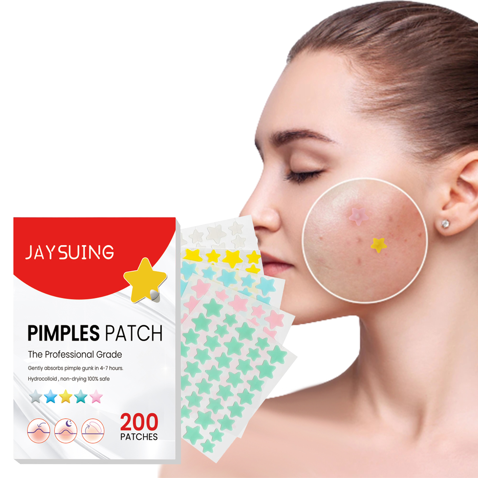Hot Selling 200pcs Colorful Star Pimple Patches Pimple Removal Acne Pimple Patch