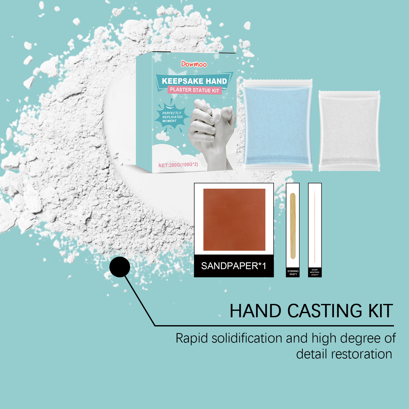 (Green) Handprint Mold Powder Kit 3D Hand Clone Plaster DIY Souvenir Gift Casting Model Making Material ﻿