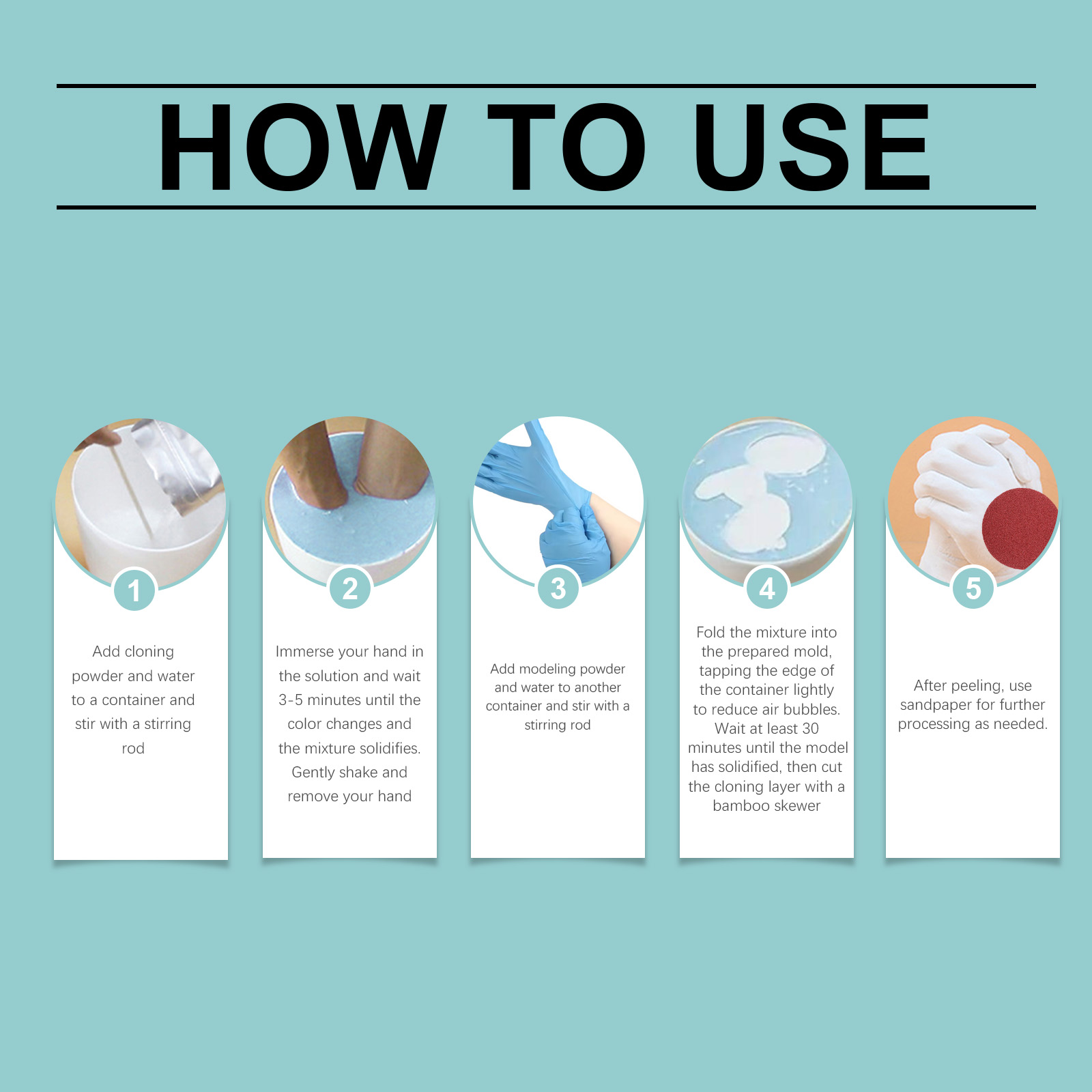 (Green) Handprint Mold Powder Kit 3D Hand Clone Plaster DIY Souvenir Gift Casting Model Making Material ﻿