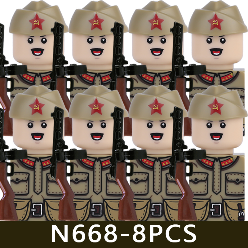 (Style J) Minifigures Military Building Blocks WW2 Rifle Models Assembling Military Games Toys Suits Sand Tables Birthday Gifts for Kids