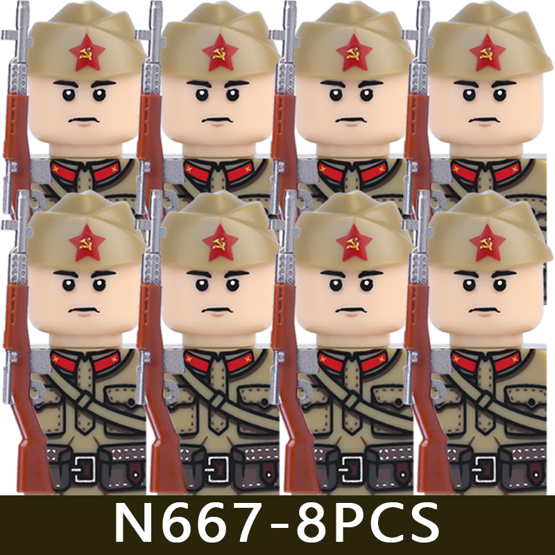 (Style J) Minifigures Military Building Blocks WW2 Rifle Models Assembling Military Games Toys Suits Sand Tables Birthday Gifts for Kids