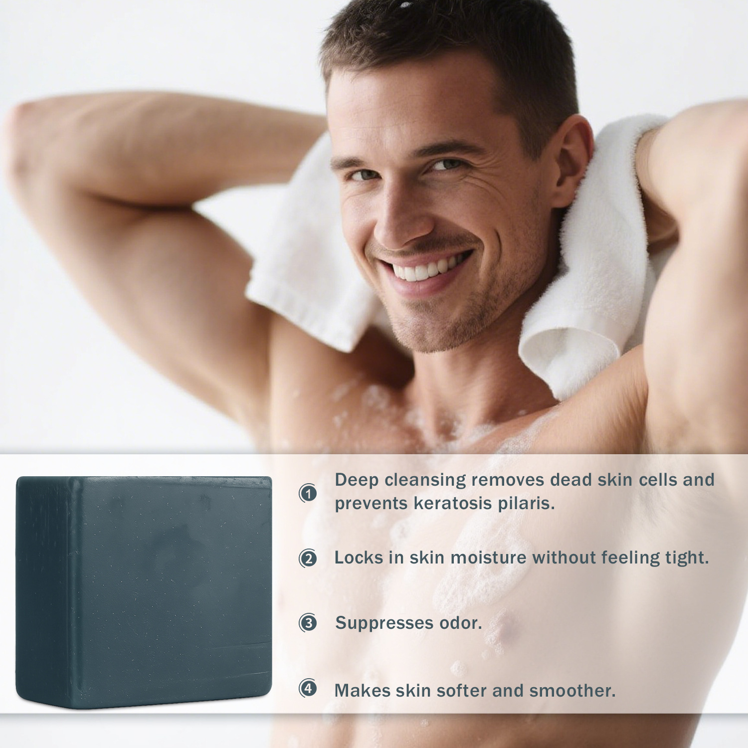 Men Natural Soap Bar Deep Cleansing For Face And Body Long Lasting Fragrance Daily Shower And Grooming 1pc