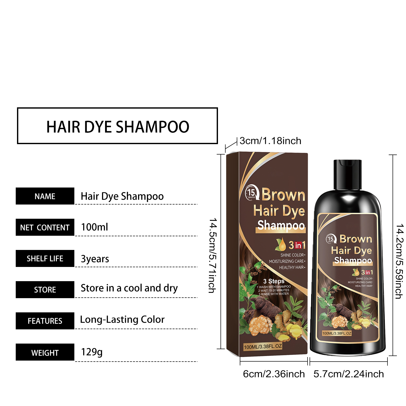 Botanical Hair Shampoo Brown Natural Extract Ingredient Moisturizing Volumizing Create Silky Smooth Hair For Daily Hair Care