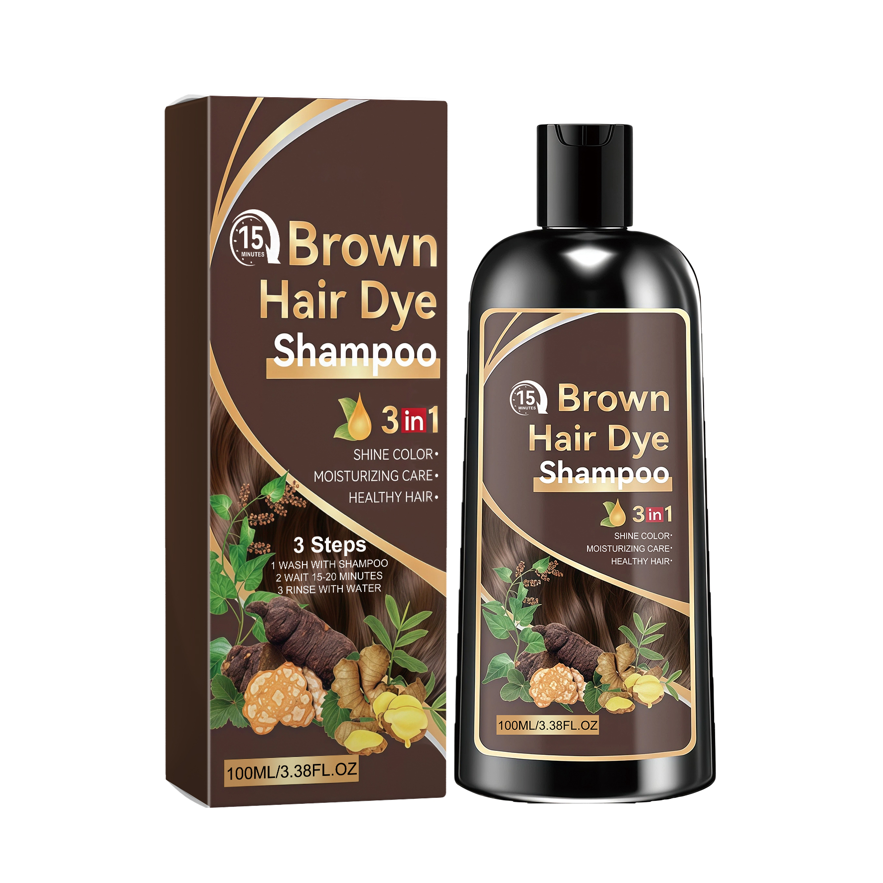 Botanical Hair Shampoo Brown Natural Extract Ingredient Moisturizing Volumizing Create Silky Smooth Hair For Daily Hair Care