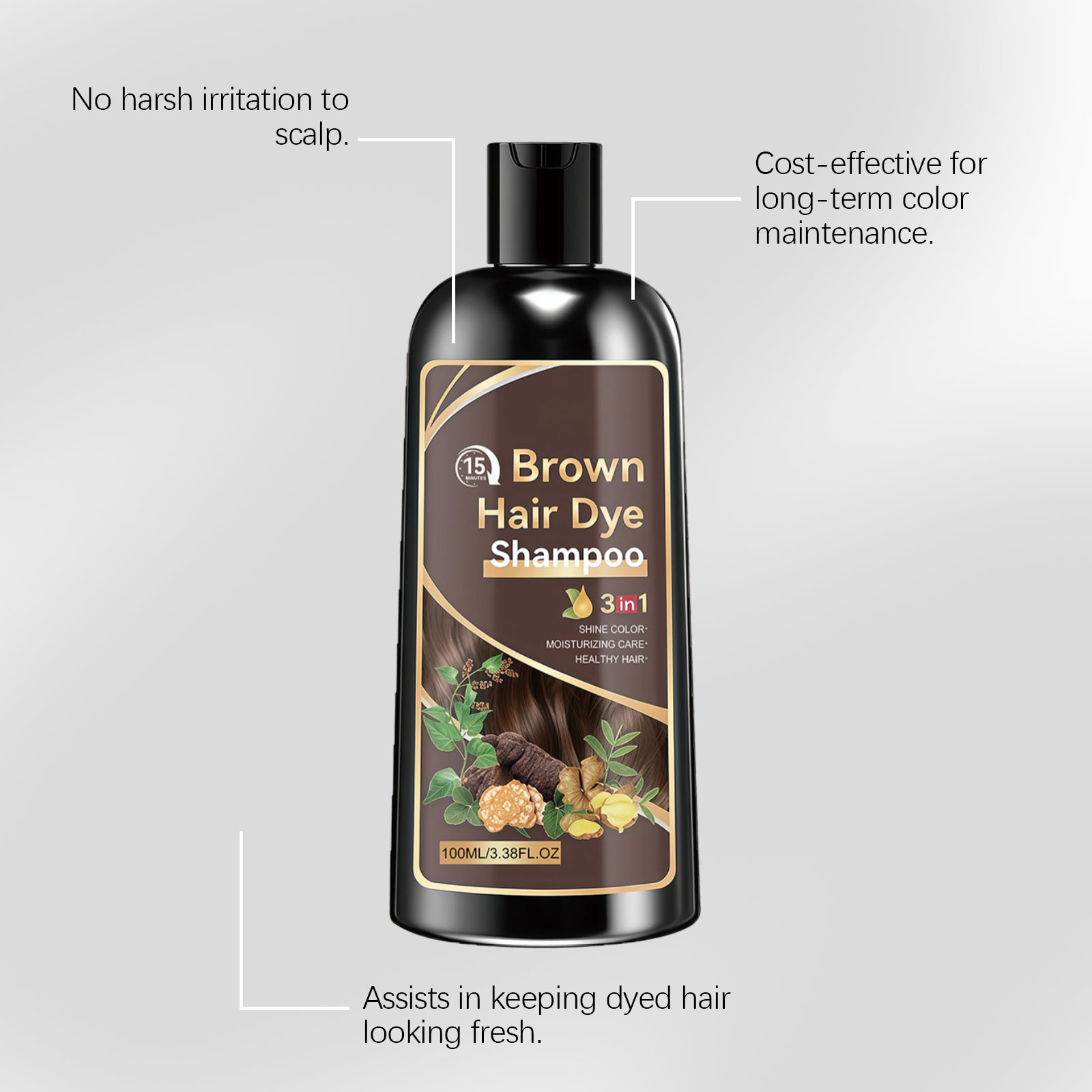 Botanical Hair Shampoo Brown Natural Extract Ingredient Moisturizing Volumizing Create Silky Smooth Hair For Daily Hair Care