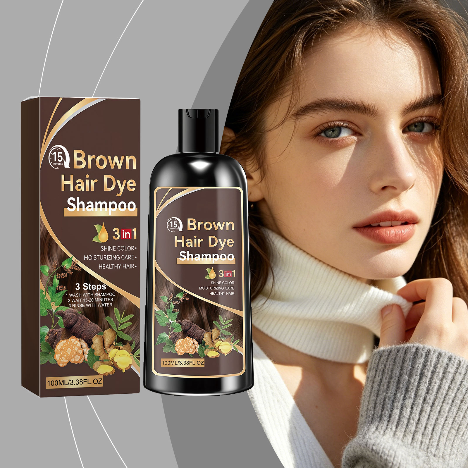 Botanical Hair Shampoo Brown Natural Extract Ingredient Moisturizing Volumizing Create Silky Smooth Hair For Daily Hair Care