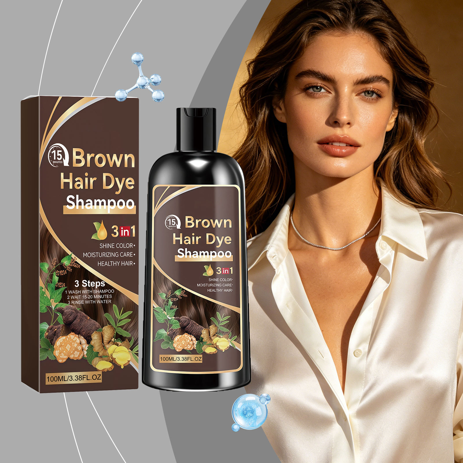 Botanical Hair Shampoo Brown Natural Extract Ingredient Moisturizing Volumizing Create Silky Smooth Hair For Daily Hair Care
