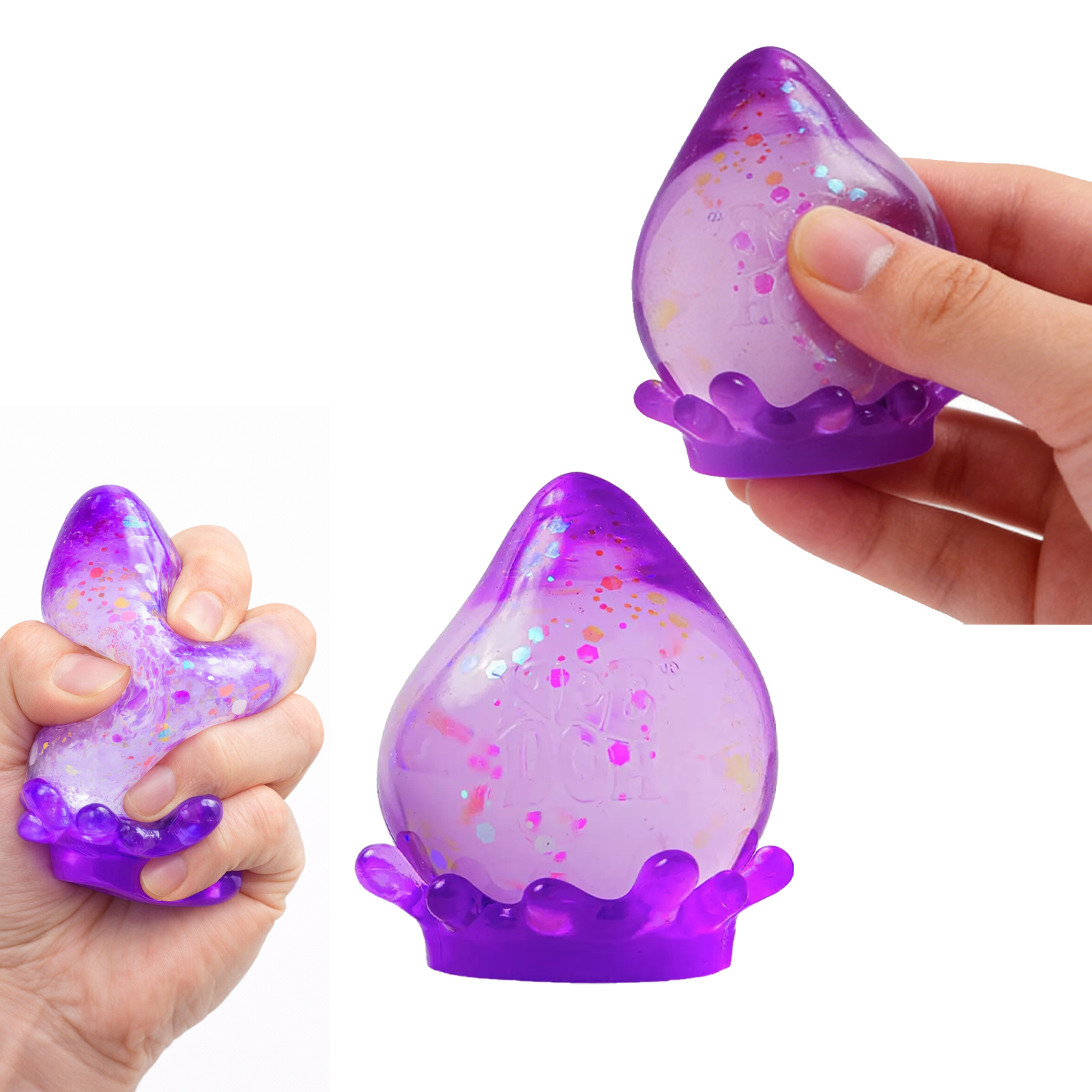 (Pink) Dreamy Fallen Leaf Sensory Toy Purple Tear Drop Shape Detachable Base Finger Knead Stress Relief Daily Relax Play