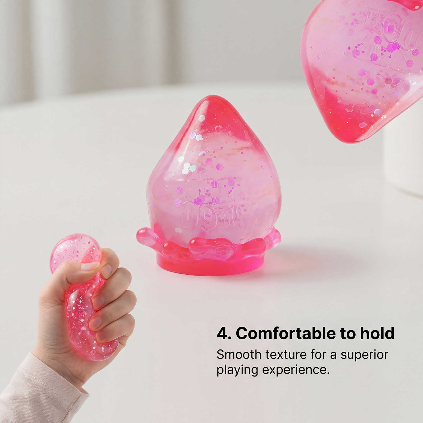(Pink) Dreamy Fallen Leaf Sensory Toy Purple Tear Drop Shape Detachable Base Finger Knead Stress Relief Daily Relax Play