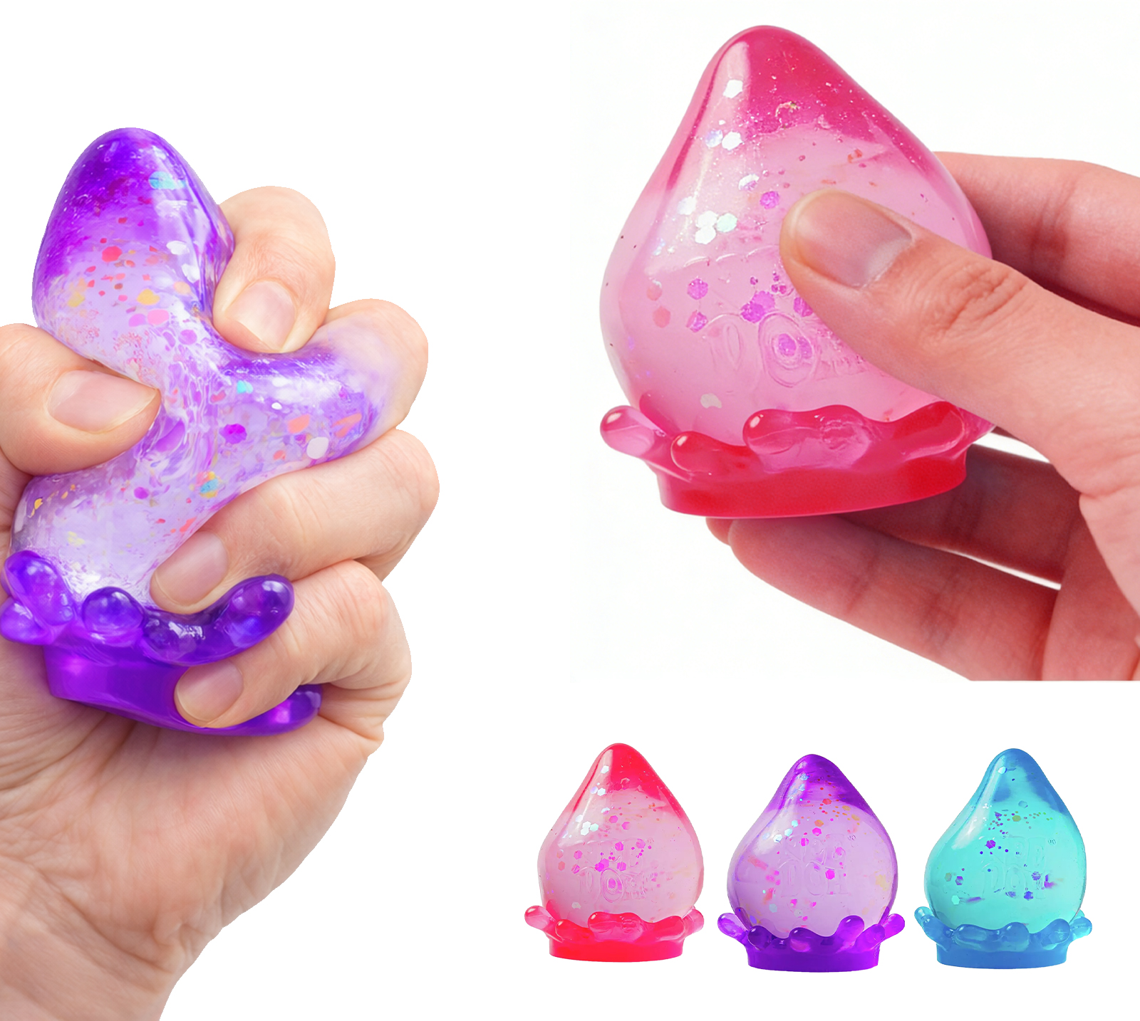 (Pink) Dreamy Fallen Leaf Sensory Toy Purple Tear Drop Shape Detachable Base Finger Knead Stress Relief Daily Relax Play