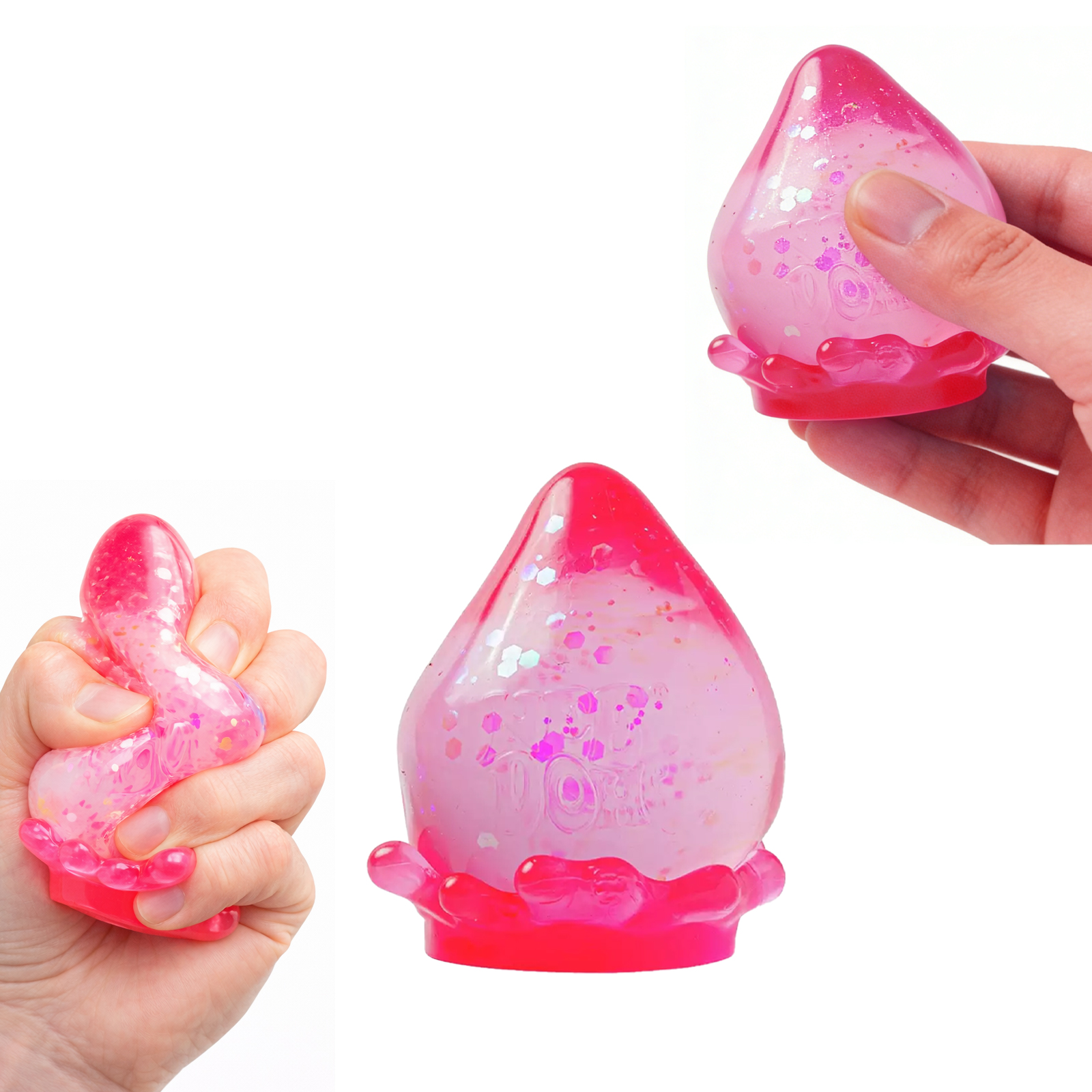 (Pink) Dreamy Fallen Leaf Sensory Toy Purple Tear Drop Shape Detachable Base Finger Knead Stress Relief Daily Relax Play