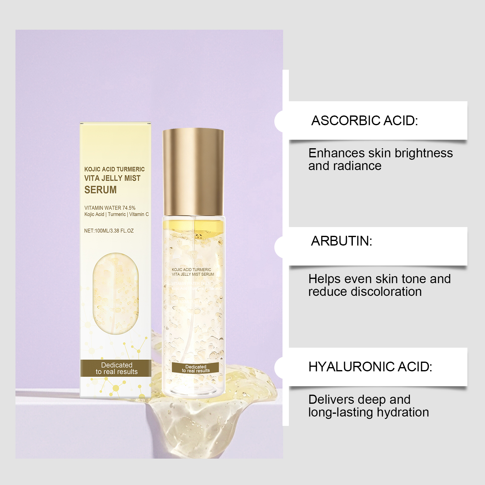 Yellow Hydrating Jelly Essence Smooth Watery Soft Texture Deep Moisturizing Gentle Daily Facial Skin Care