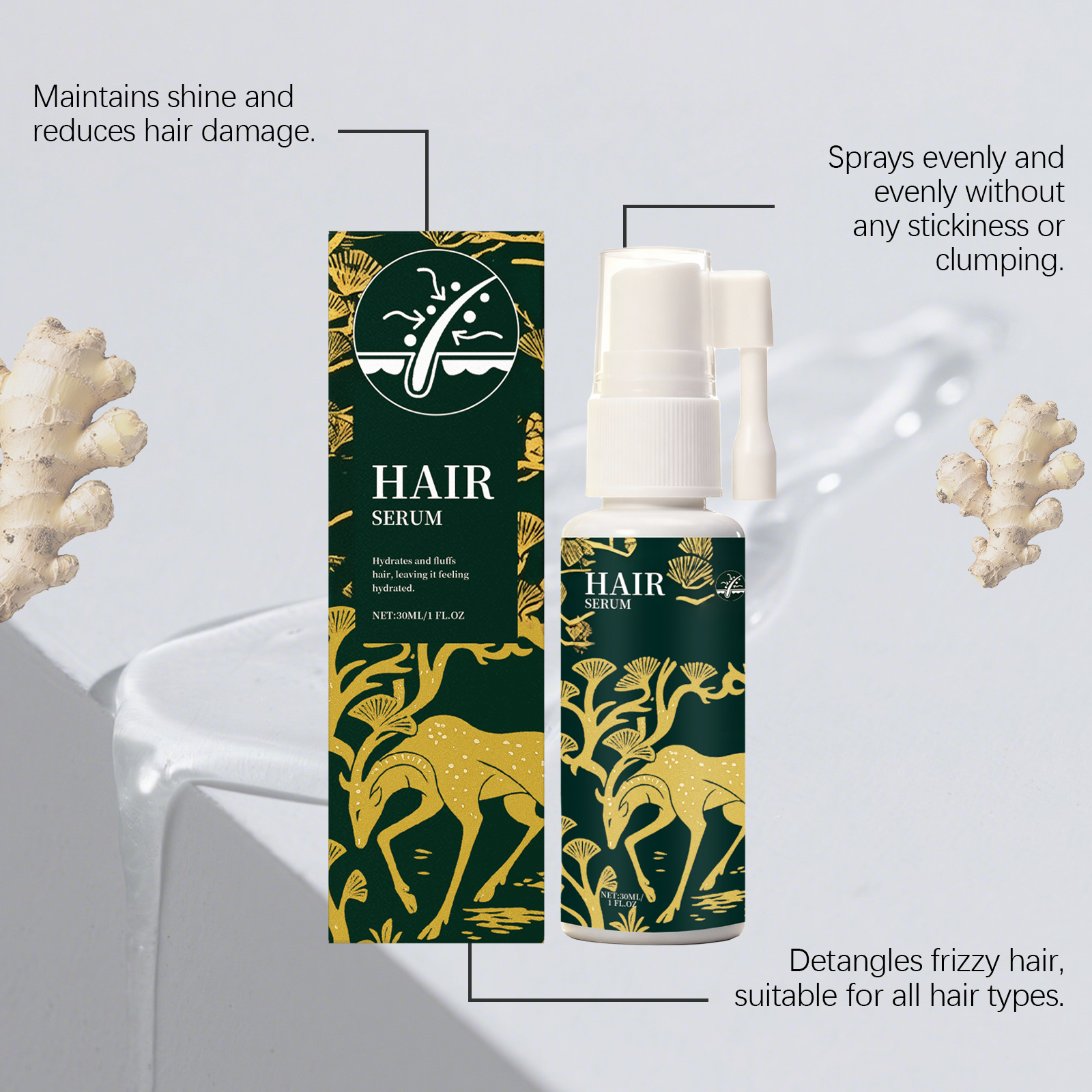 Hair Care Spray Light Texture Daily Nourish Moist Soft Fix Frizzy Hair Portable Use For All Strands