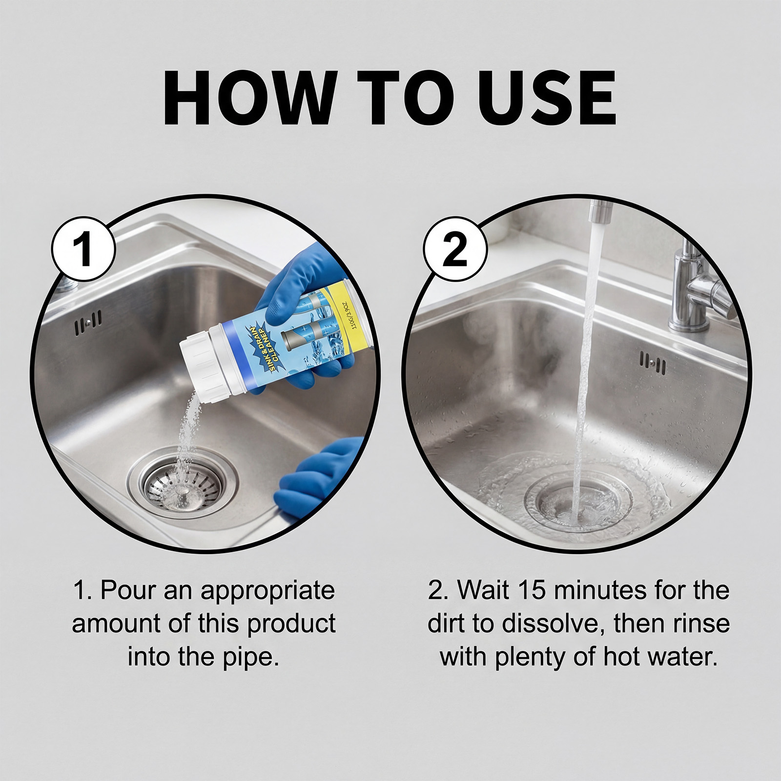 Pipe Cleaner Dissolves Grime Unclogs Pipes Removes Bad Odors Toilet Floor Drain Kitchen Lines