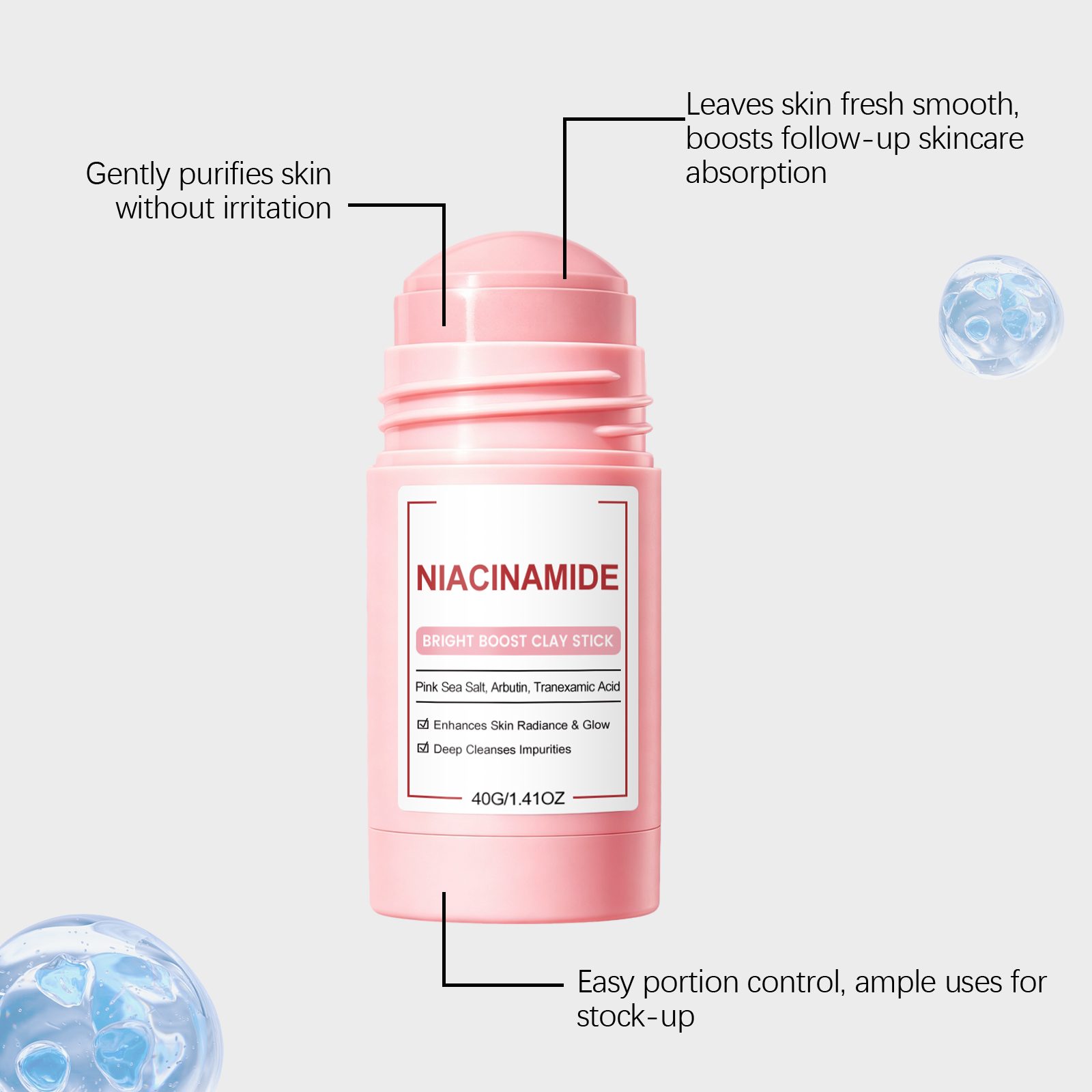 Nicotinamide Moisturizing Mask Stick Cleanses Hydrates Softens Brightens Gentle Facial Skin Daily Apply