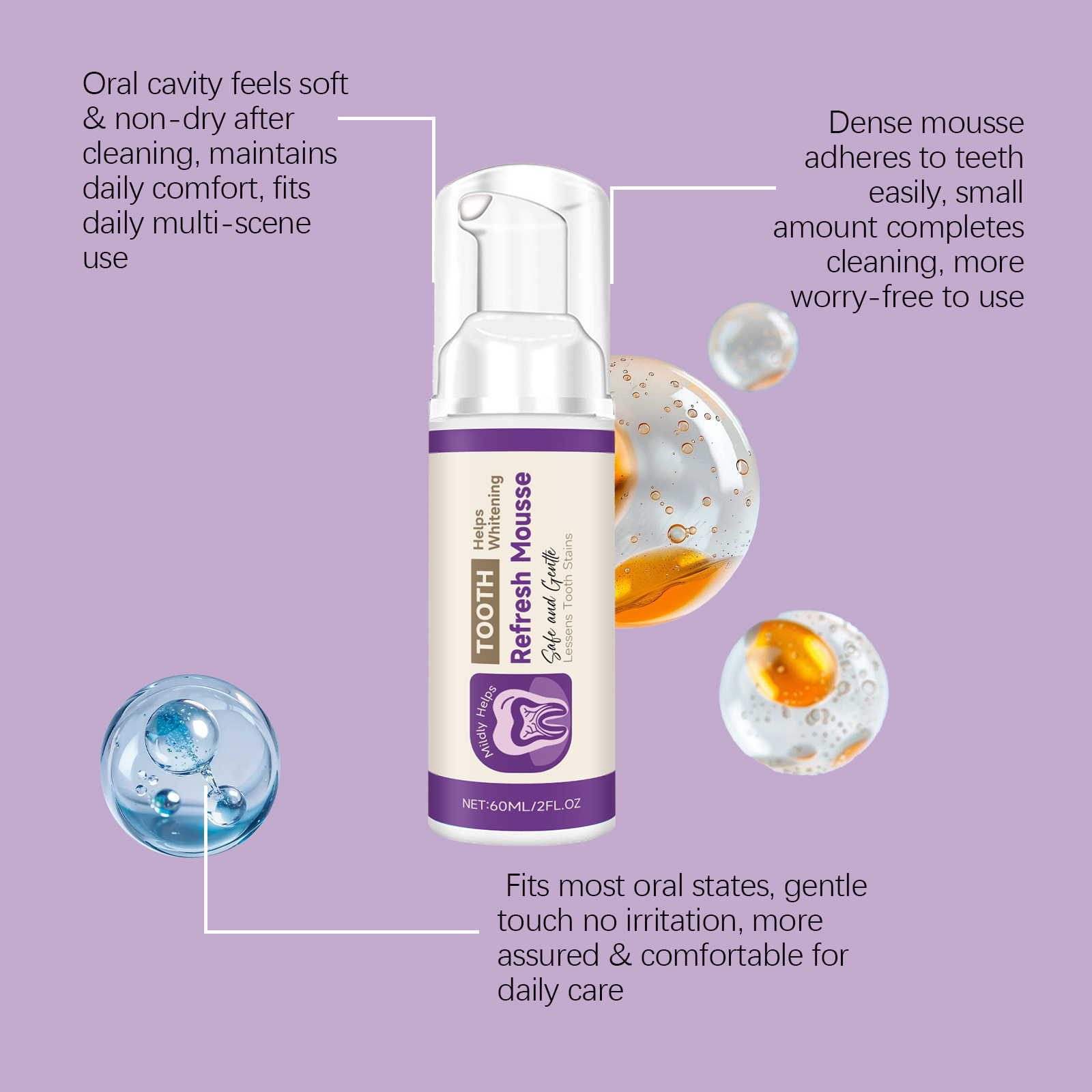 Teeth Fresh Mousse Mild Bright Protect Tooth Surface Clean Oral Odor Comfort Clean Care