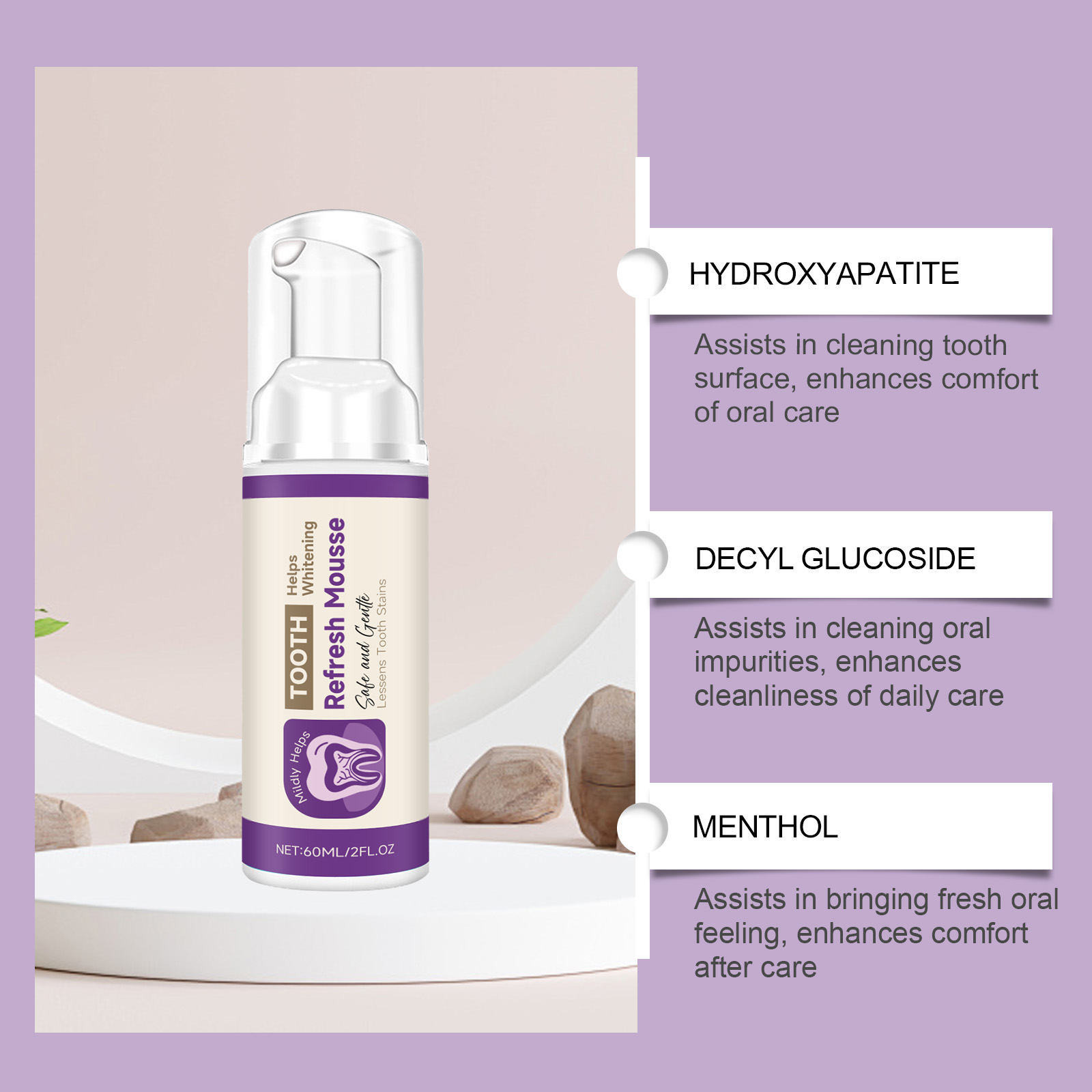 Teeth Fresh Mousse Mild Bright Protect Tooth Surface Clean Oral Odor Comfort Clean Care