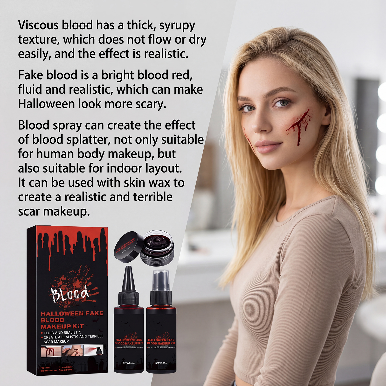 Halloween Fake Blood Makeup Set Build Festival Atmosphere Entertainment Horrible Party Blood Cosmetic