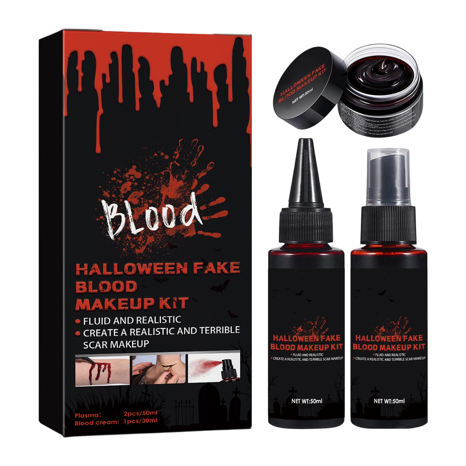 Halloween Fake Blood Makeup Set Build Festival Atmosphere Entertainment Horrible Party Blood Cosmetic
