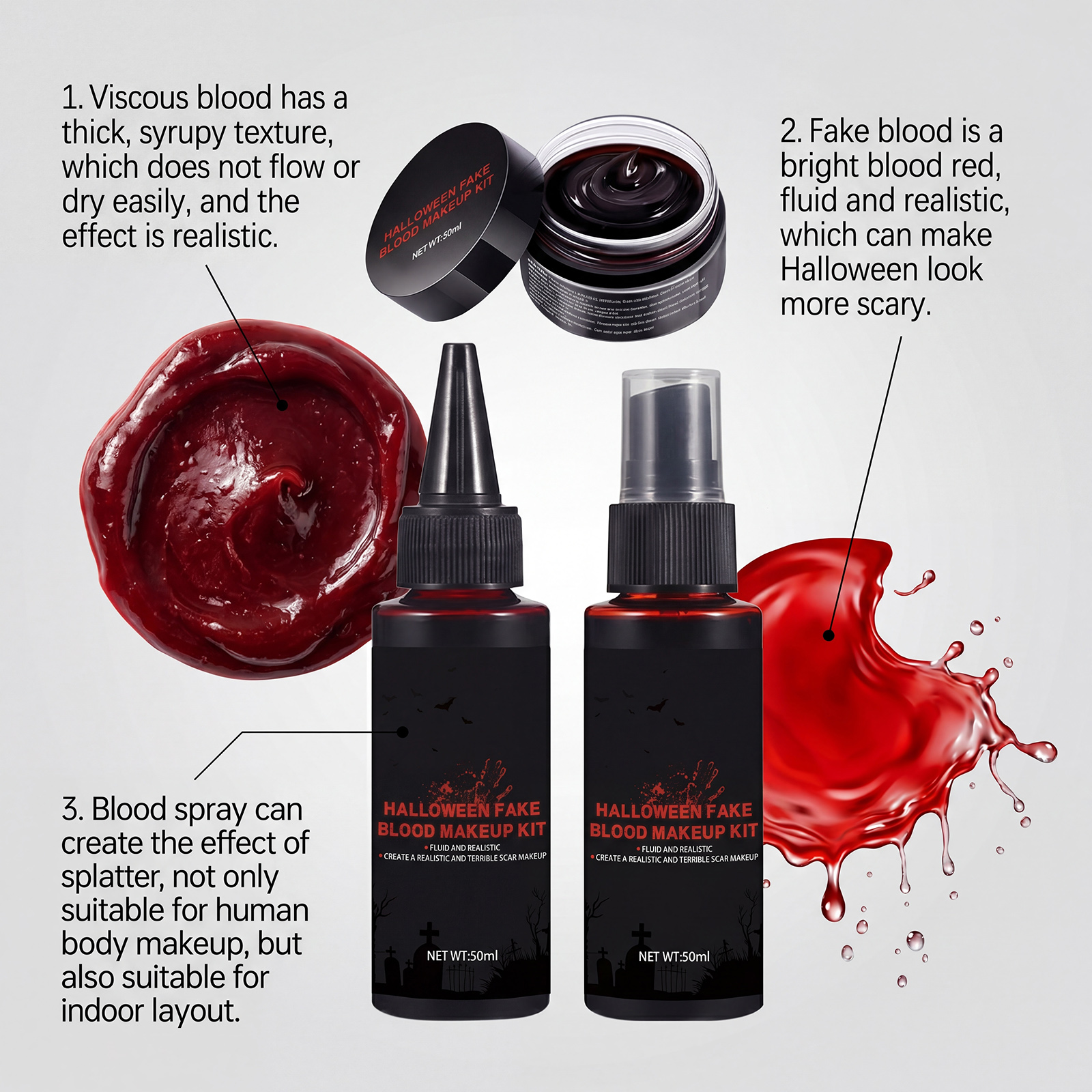 Halloween Fake Blood Makeup Set Build Festival Atmosphere Entertainment Horrible Party Blood Cosmetic
