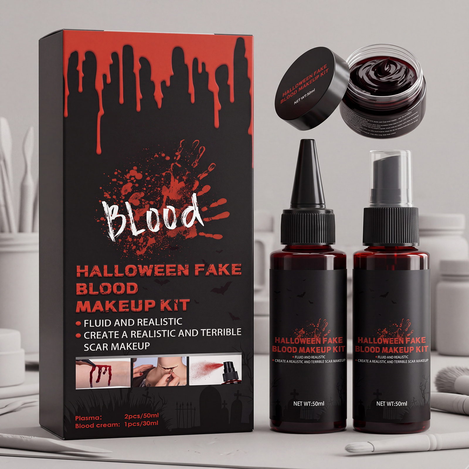 Halloween Fake Blood Makeup Set Build Festival Atmosphere Entertainment Horrible Party Blood Cosmetic