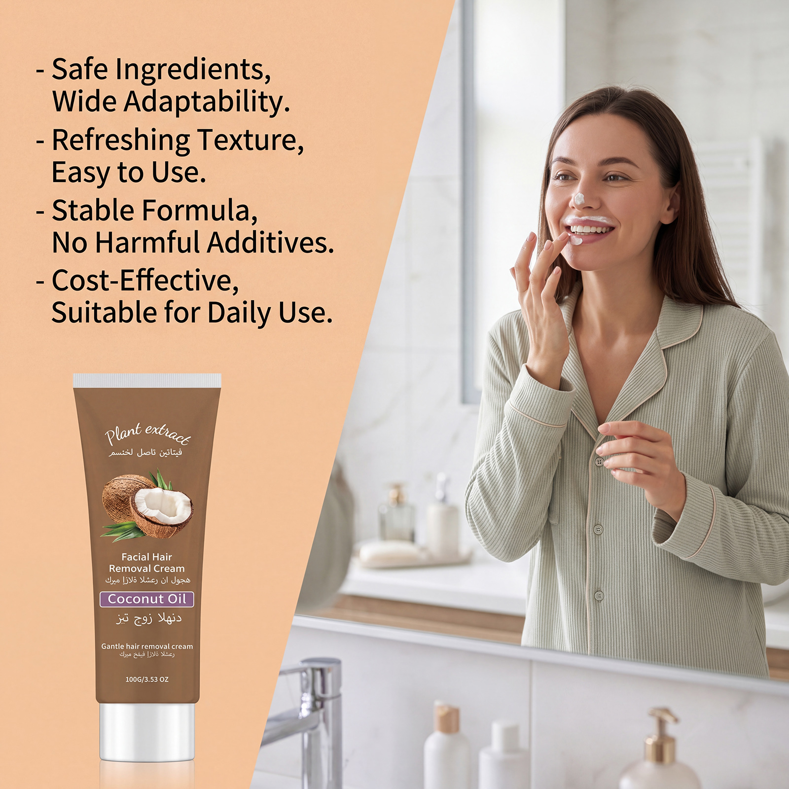 Facial Hair Removal Cream Gentle Cleansing Delicate Smooth Skin Portable Easy Operation Downy Lip Hair