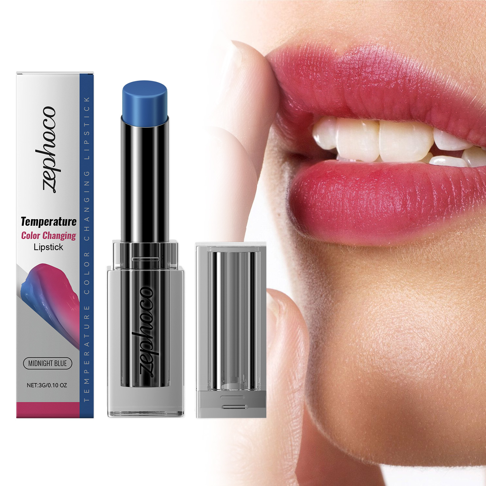 (Midnight Blue) Temperature Changing Lip Balm Care Nourish Moisturize Hydrate Improve Dry Lip Skin Balm