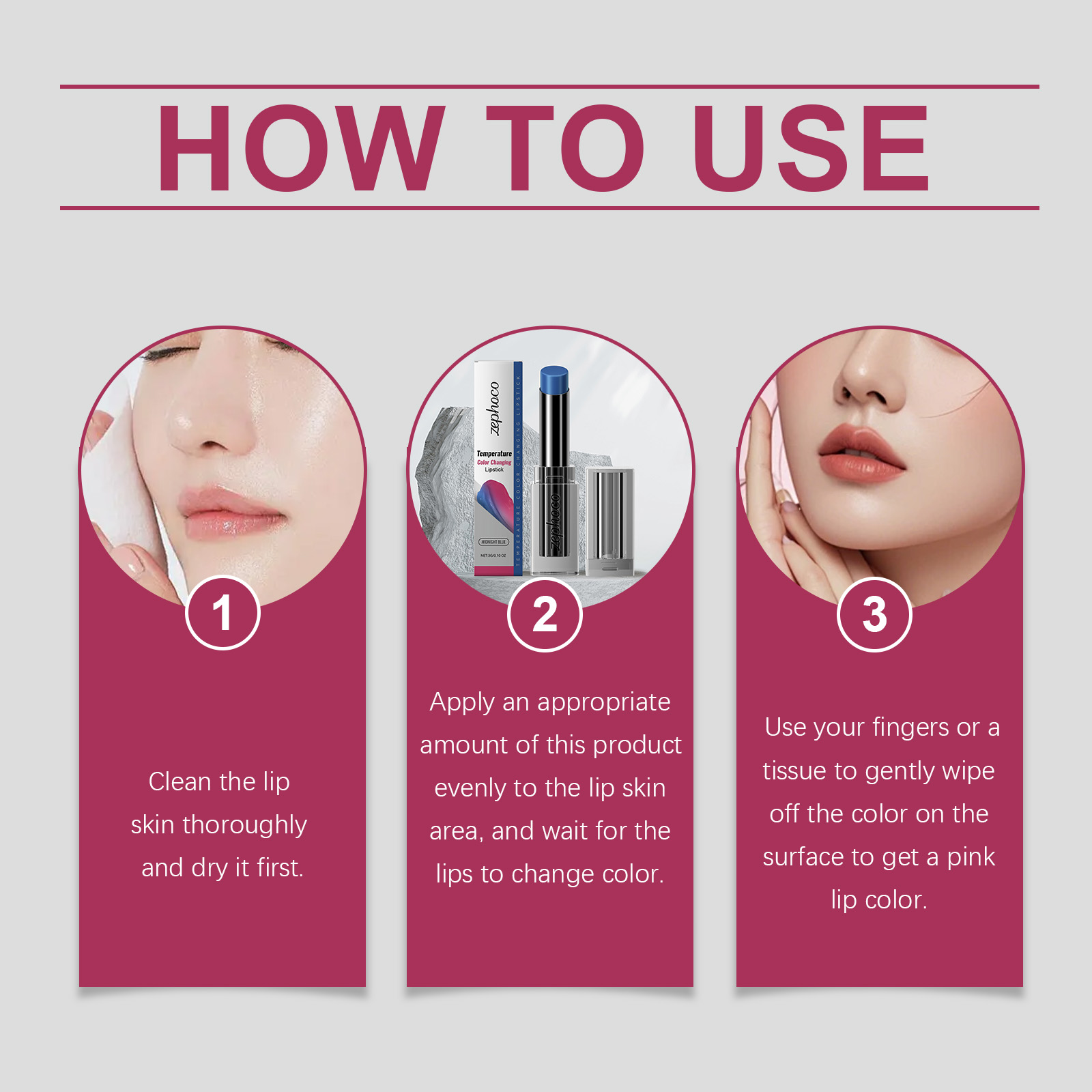 (Midnight Blue) Temperature Changing Lip Balm Care Nourish Moisturize Hydrate Improve Dry Lip Skin Balm