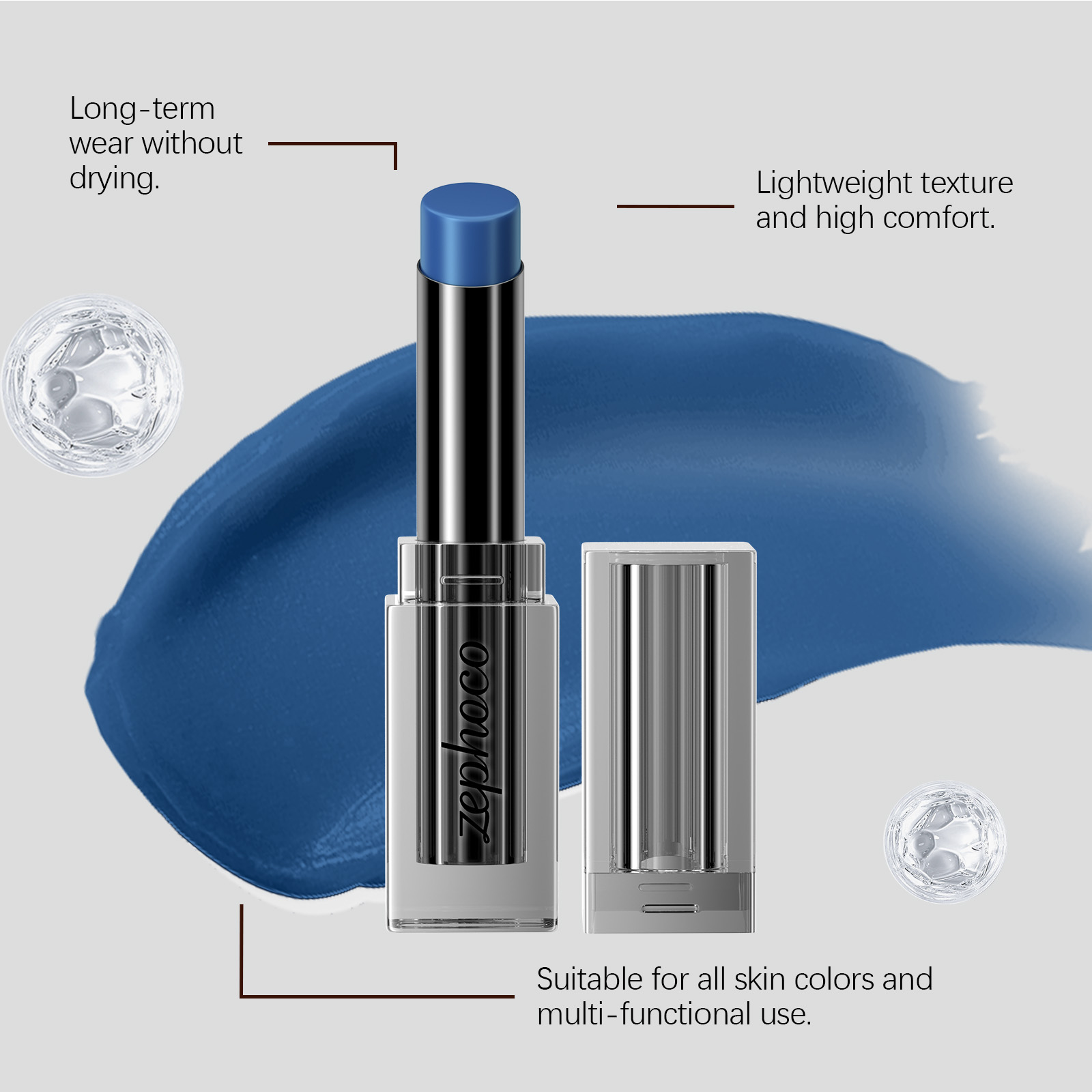 (Midnight Blue) Temperature Changing Lip Balm Care Nourish Moisturize Hydrate Improve Dry Lip Skin Balm